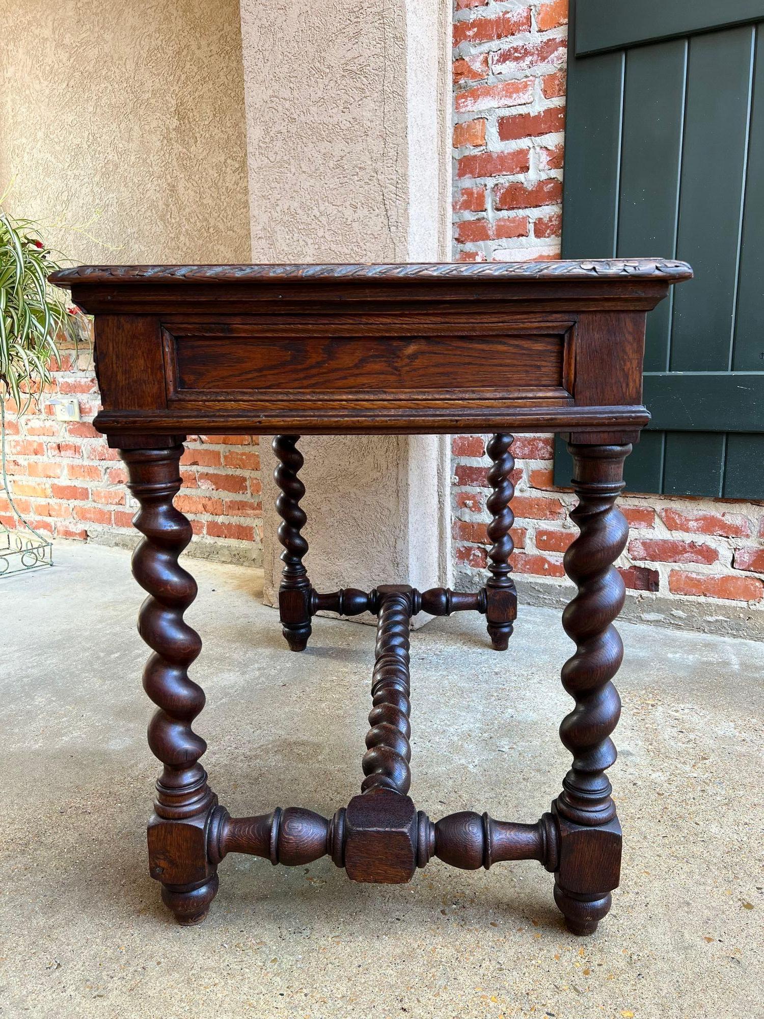 19th century French Oak Sofa Table Writing Desk Carved Black Forest Barley Twist 3