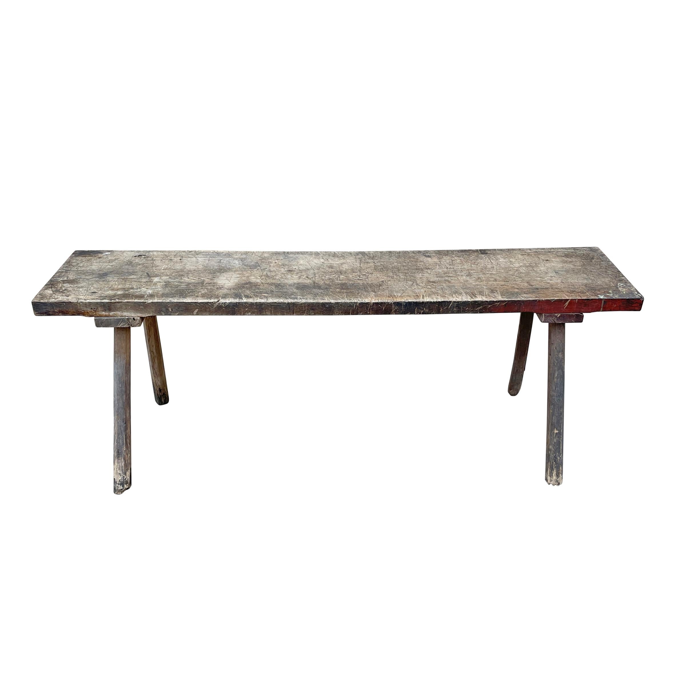 Primitive 19th Century French Oak Table For Sale