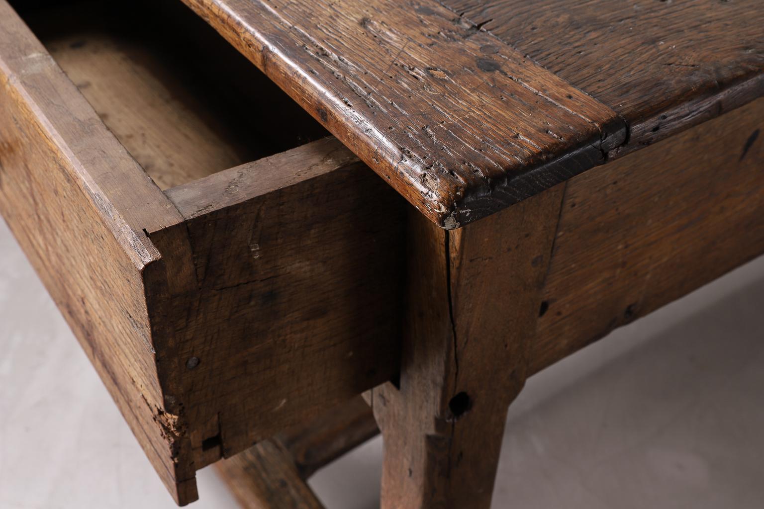 19th Century French Oak Table With Centre Stretcher 9
