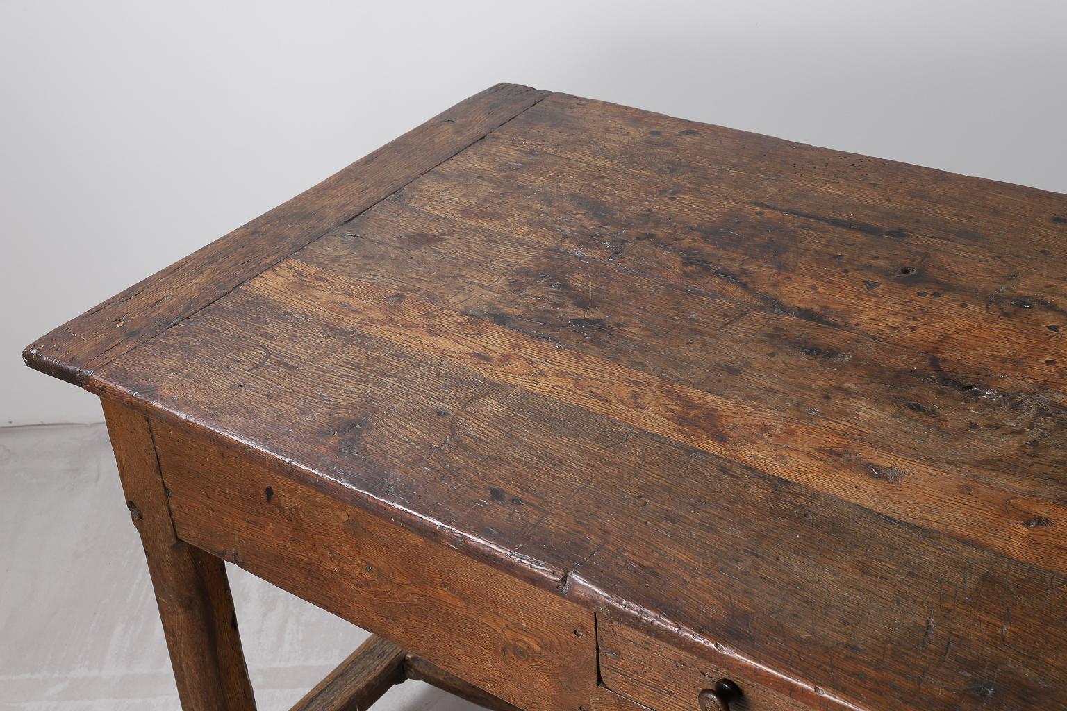 19th Century French Oak Table With Centre Stretcher 4