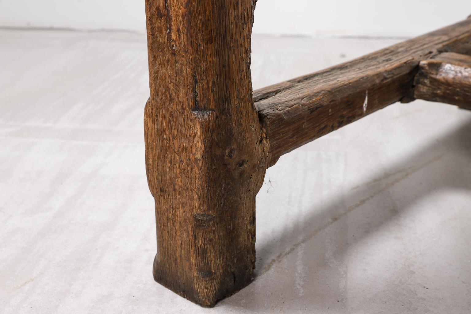 19th Century French Oak Table With Centre Stretcher 5