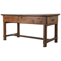 19th Century French Oak Table With Centre Stretcher