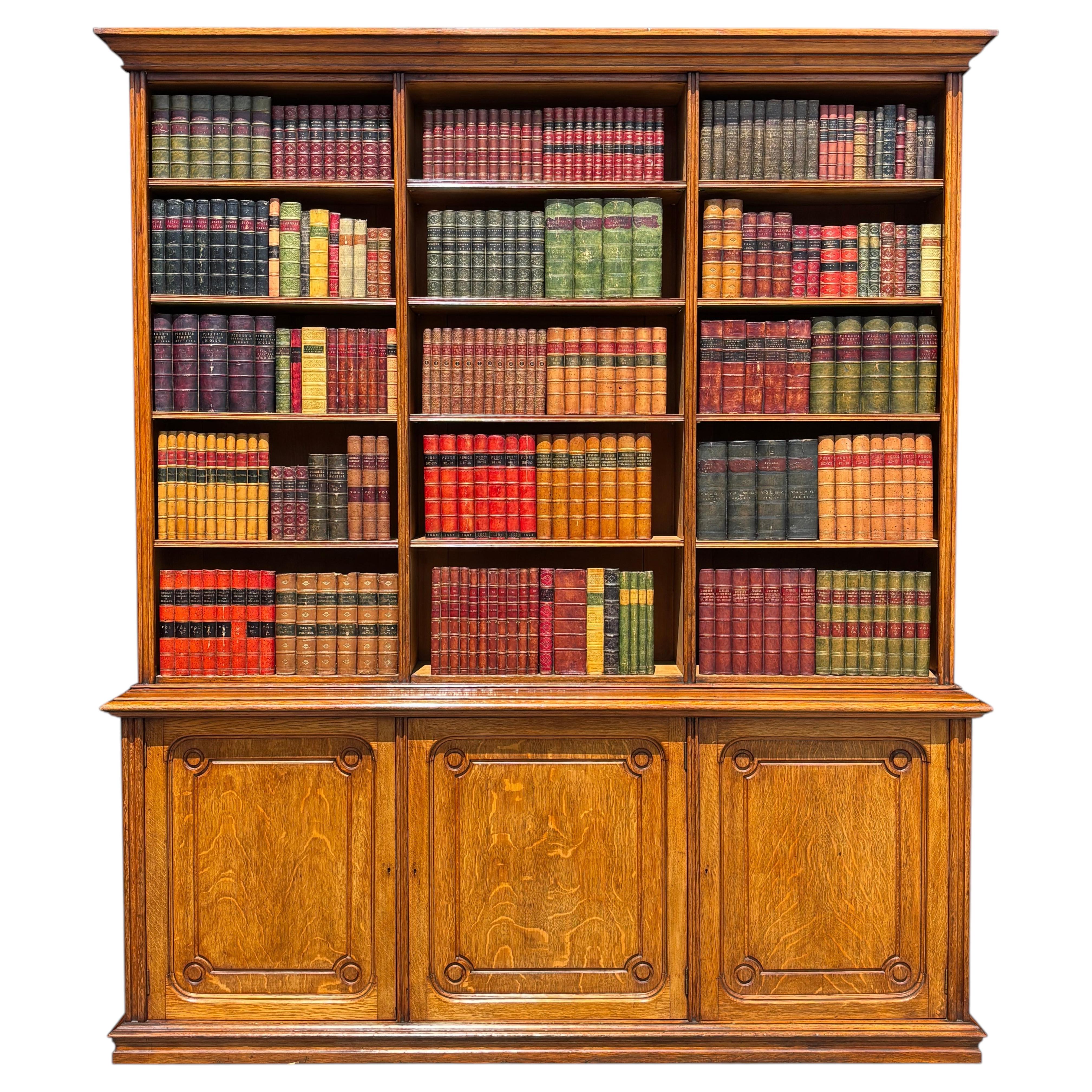19th Century French Oak Tall Open Library Bookcase