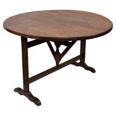 Antique 19th Century French Oak Tilt Top Wine Table