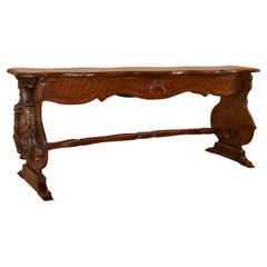 19th Century French Oak Trestle Bench