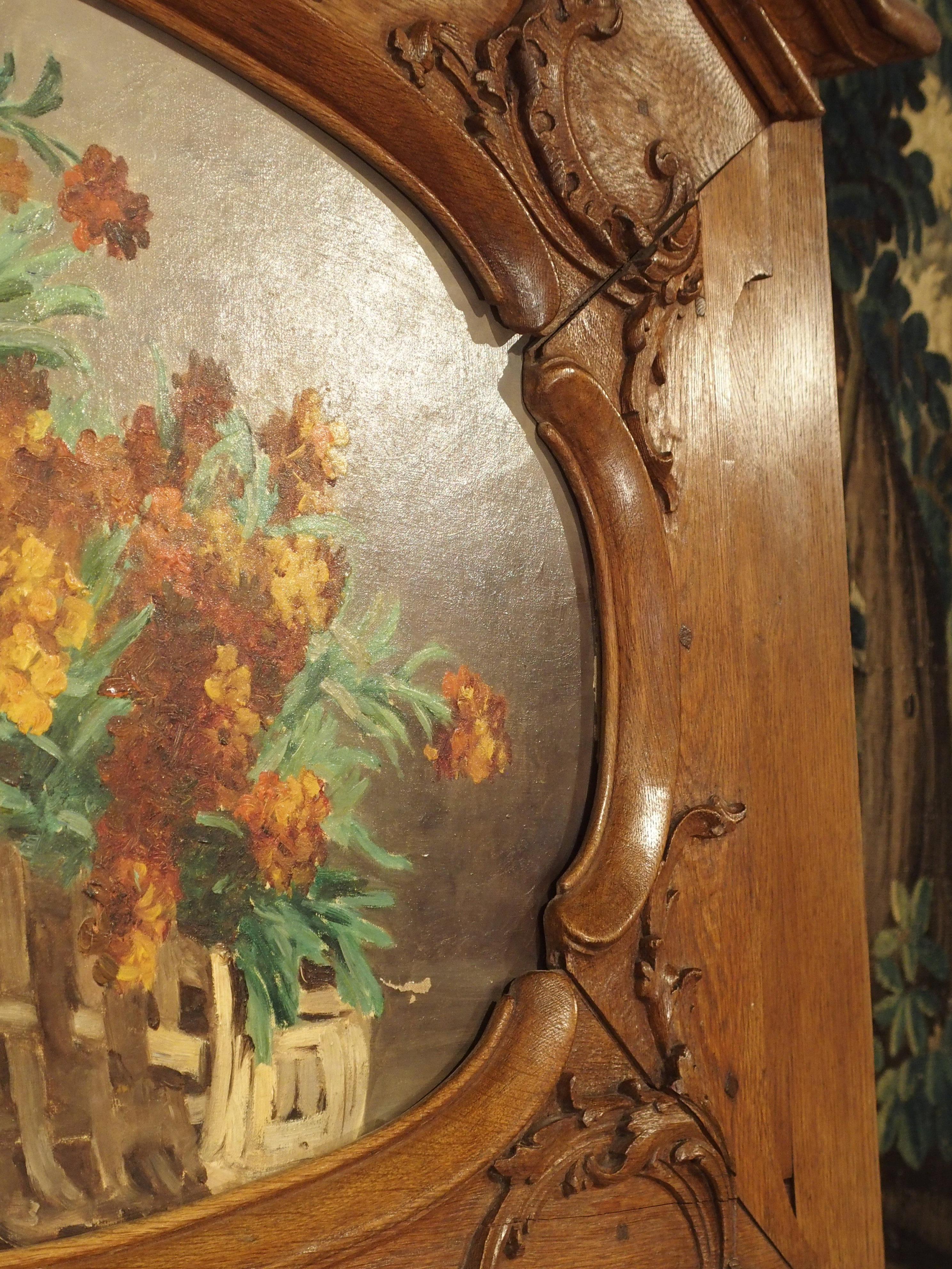 19th Century French Oak Trumeau Mirror 1