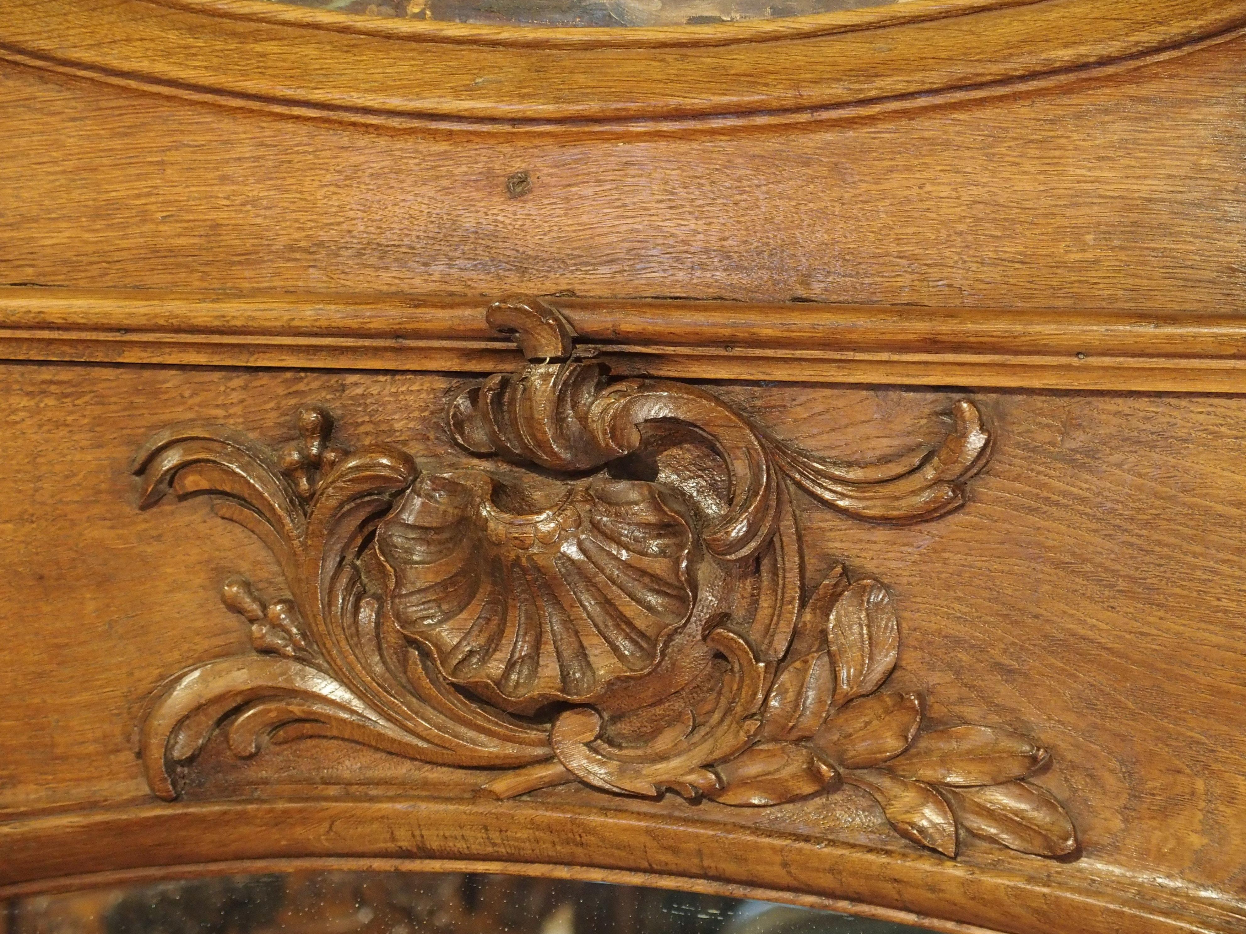 19th Century French Oak Trumeau Mirror 7