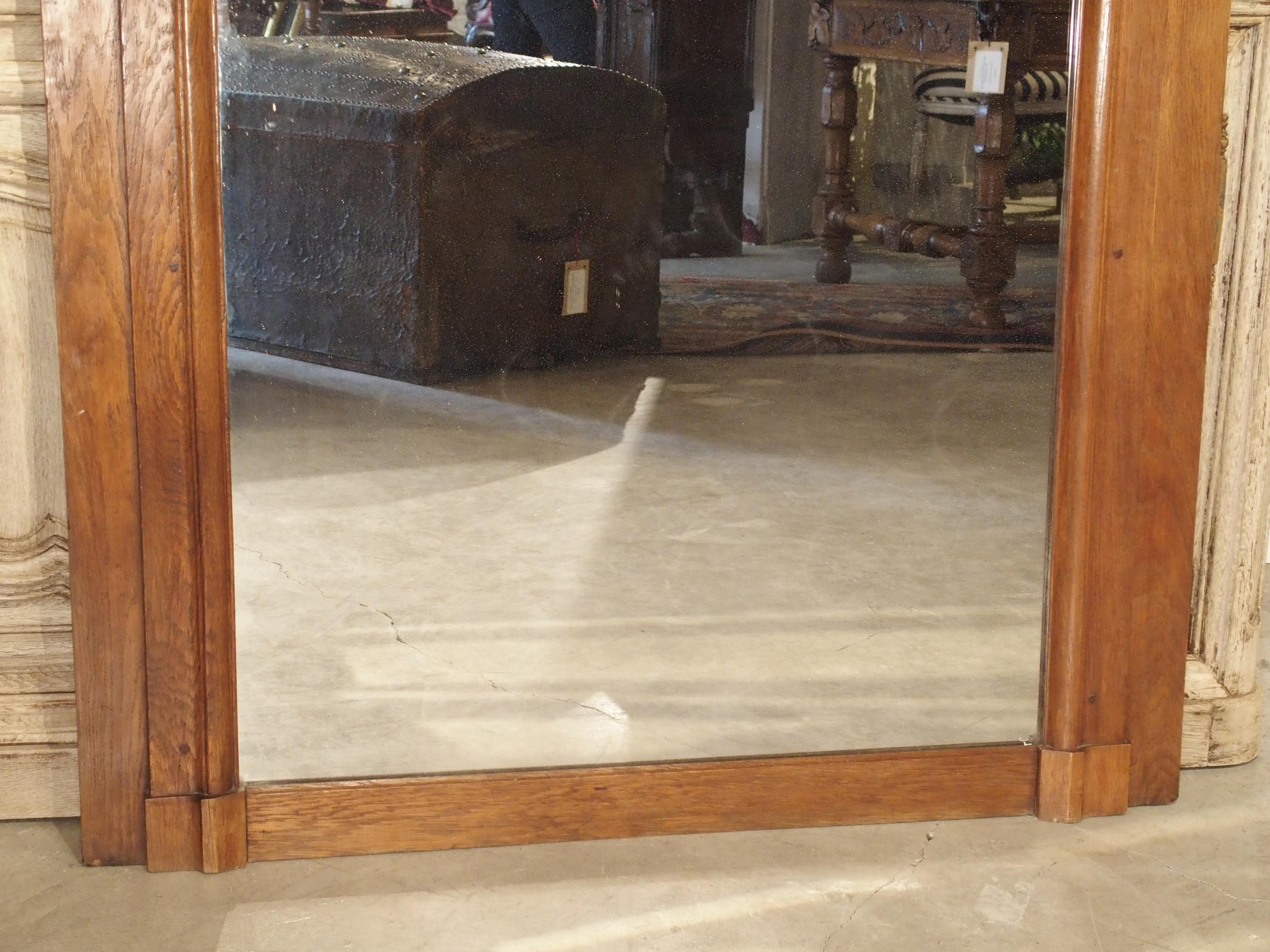 19th Century French Oak Trumeau Mirror In Good Condition In Dallas, TX