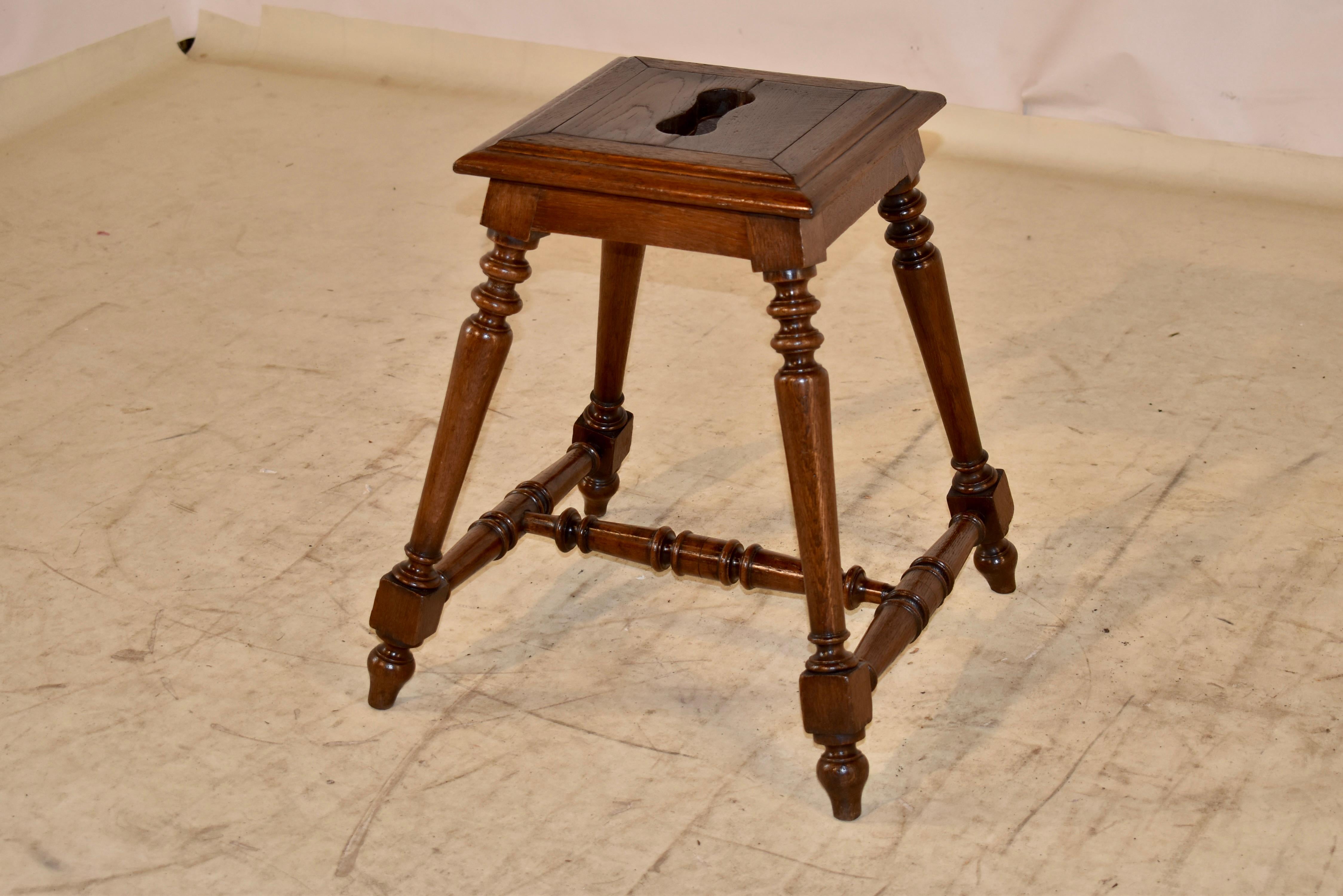 Napoleon III 19th Century French Oak Turned Stool For Sale