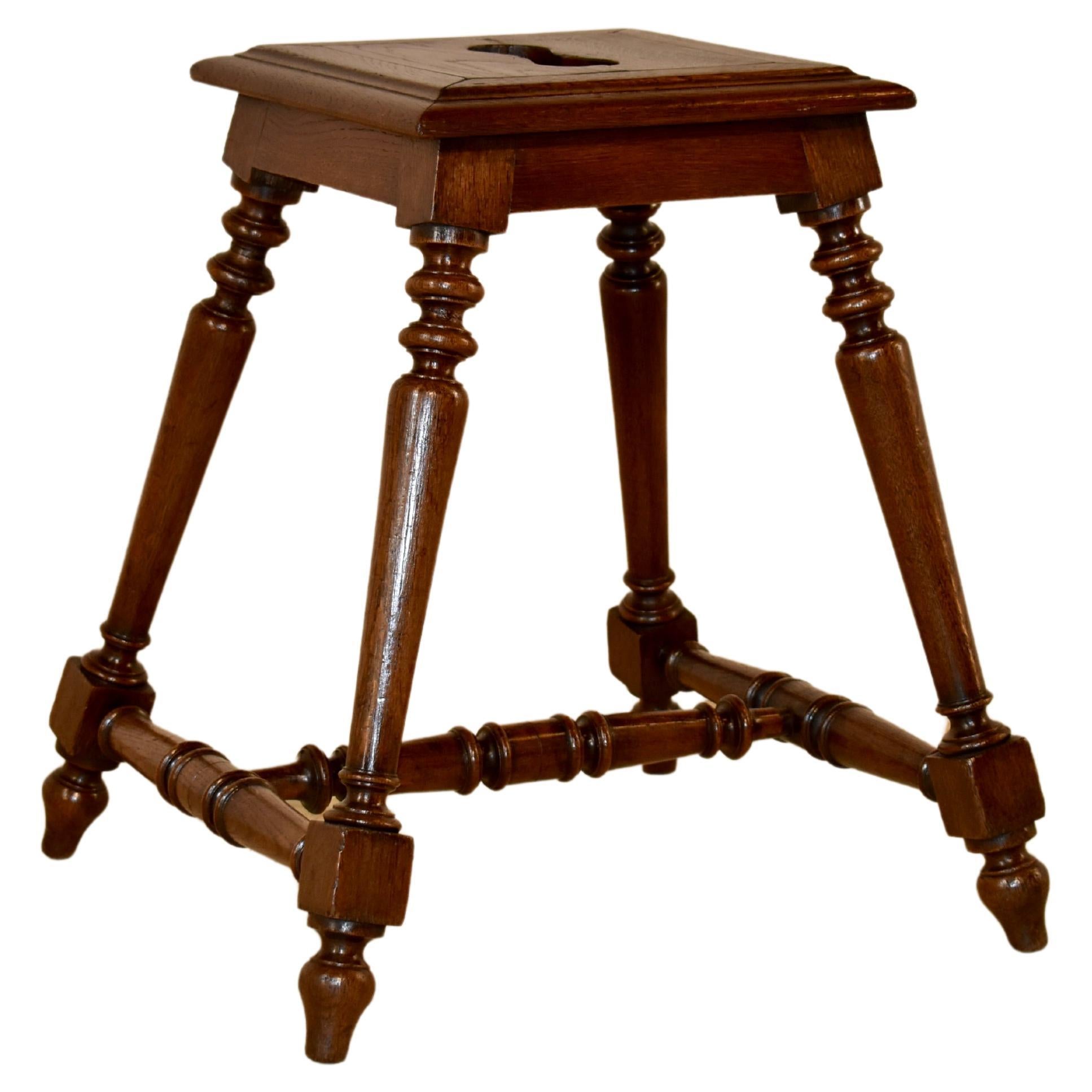 19th Century French Oak Turned Stool For Sale