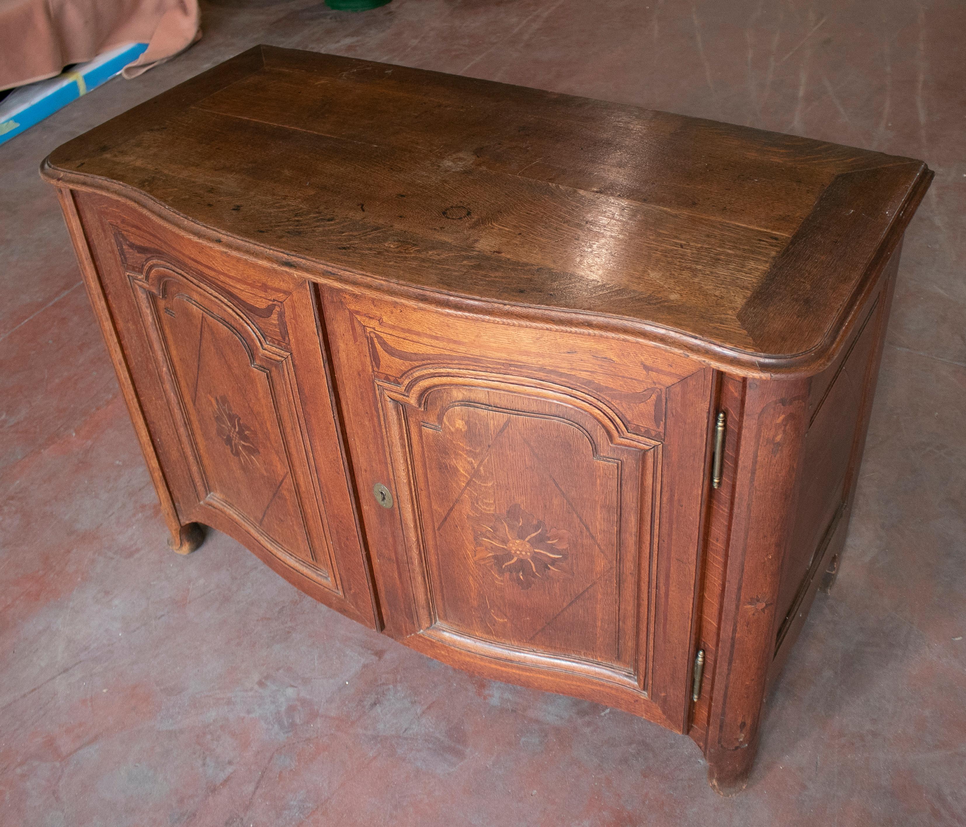 19th Century French Oak Two-Door Chest with Satinwood Inlay 1