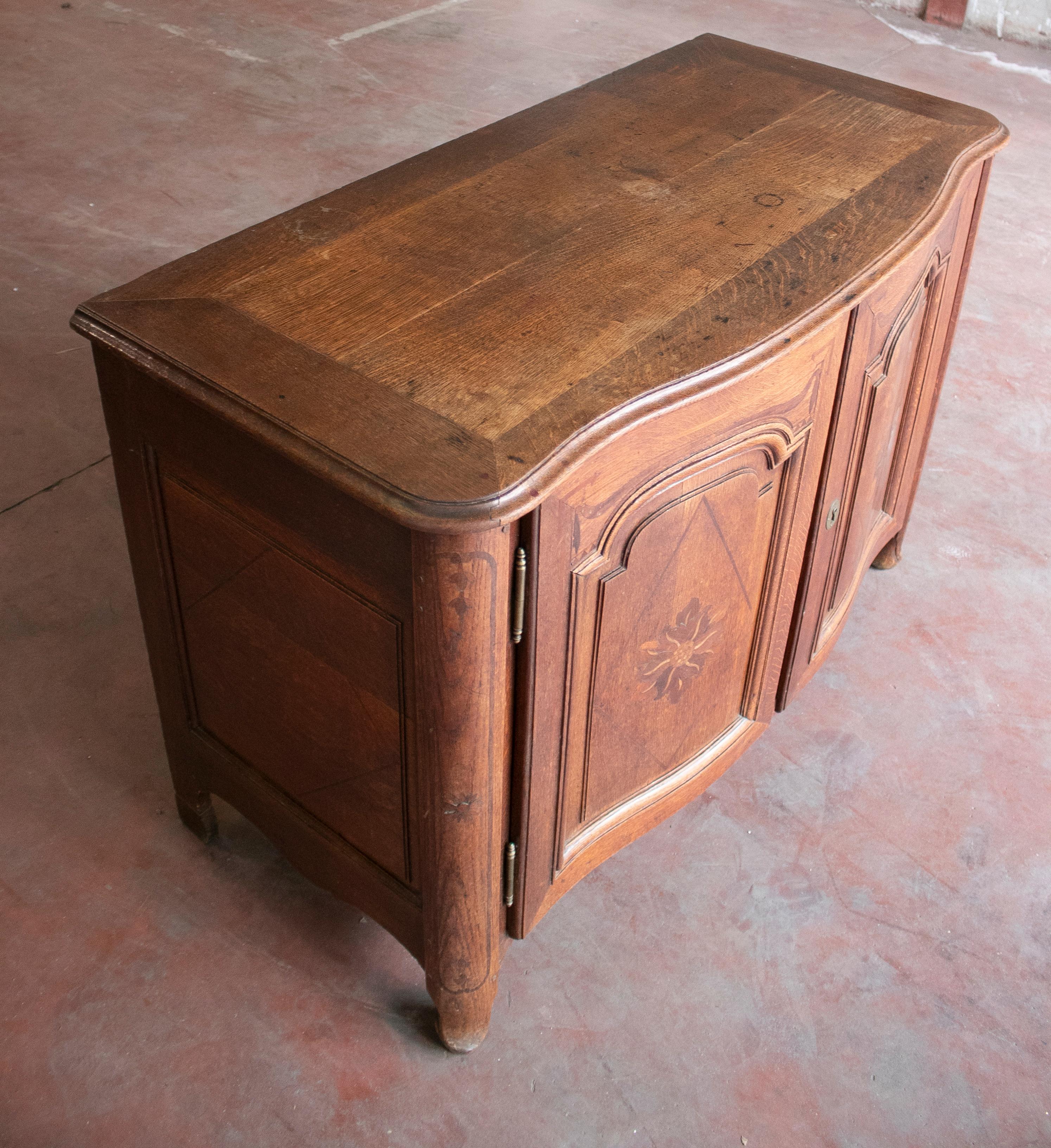 19th Century French Oak Two-Door Chest with Satinwood Inlay 2