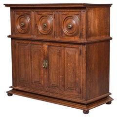 19th Century French Oak Two-Part Cabinet in the Louis XIII Style