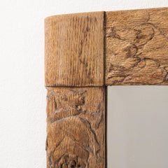 Espejo de pared francés antiguo, marco de roble, diseño sencillo, hacia 1900