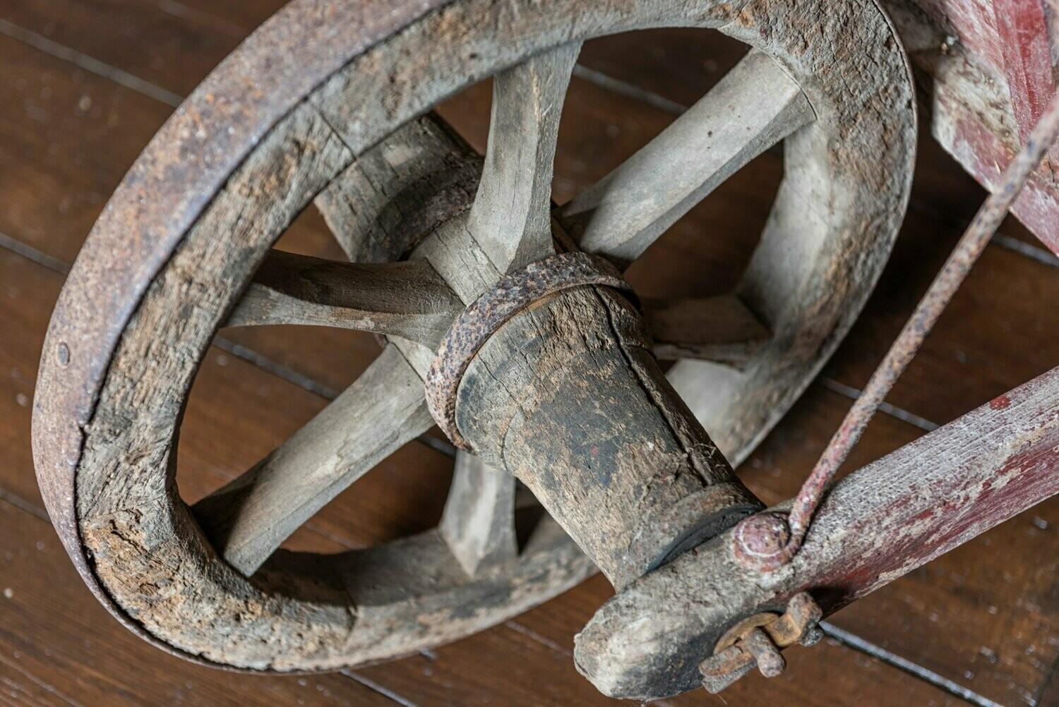 Painted 19th Century French Oak Wheelbarrow