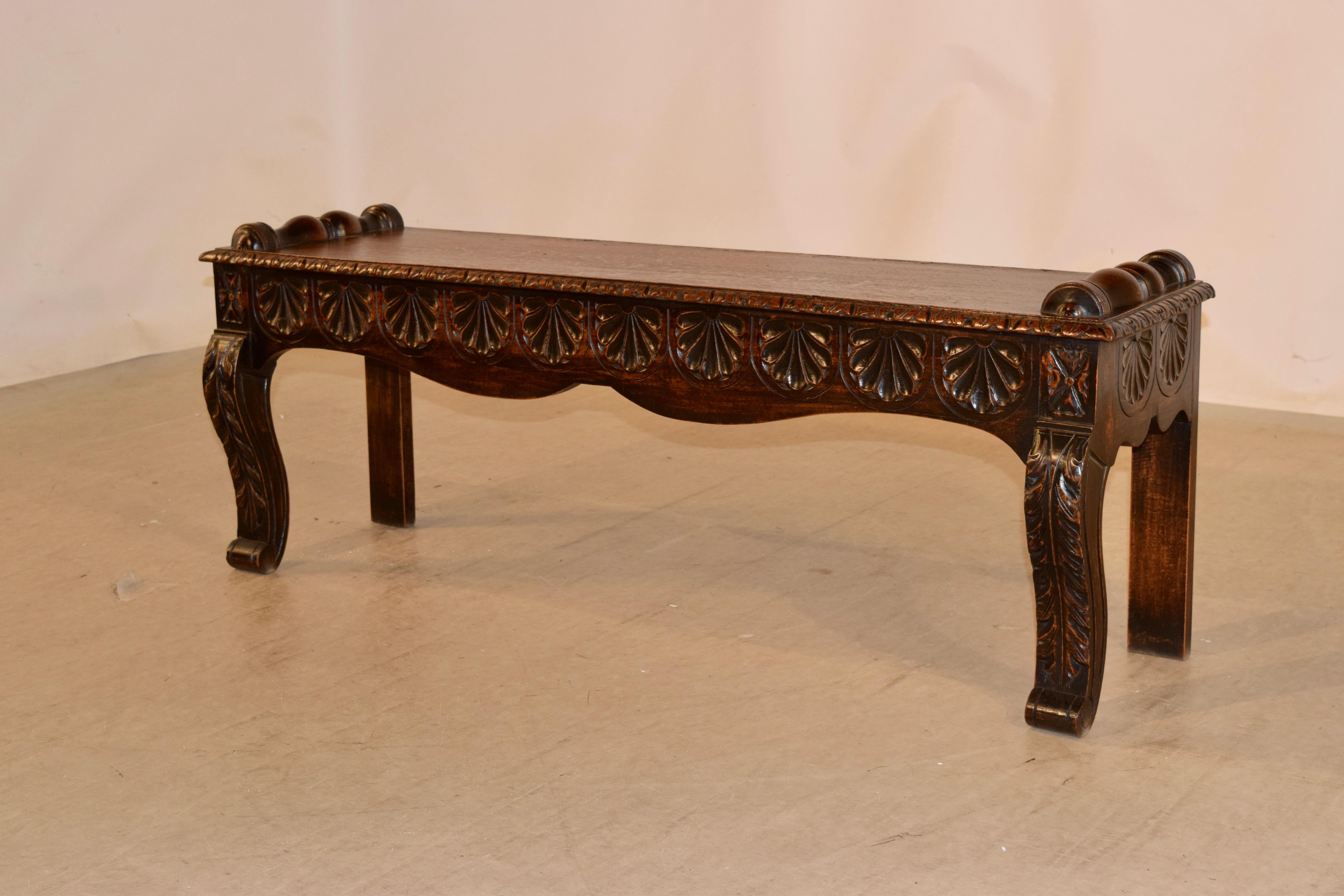Hand-Carved 19th Century French Oak Window Seat For Sale