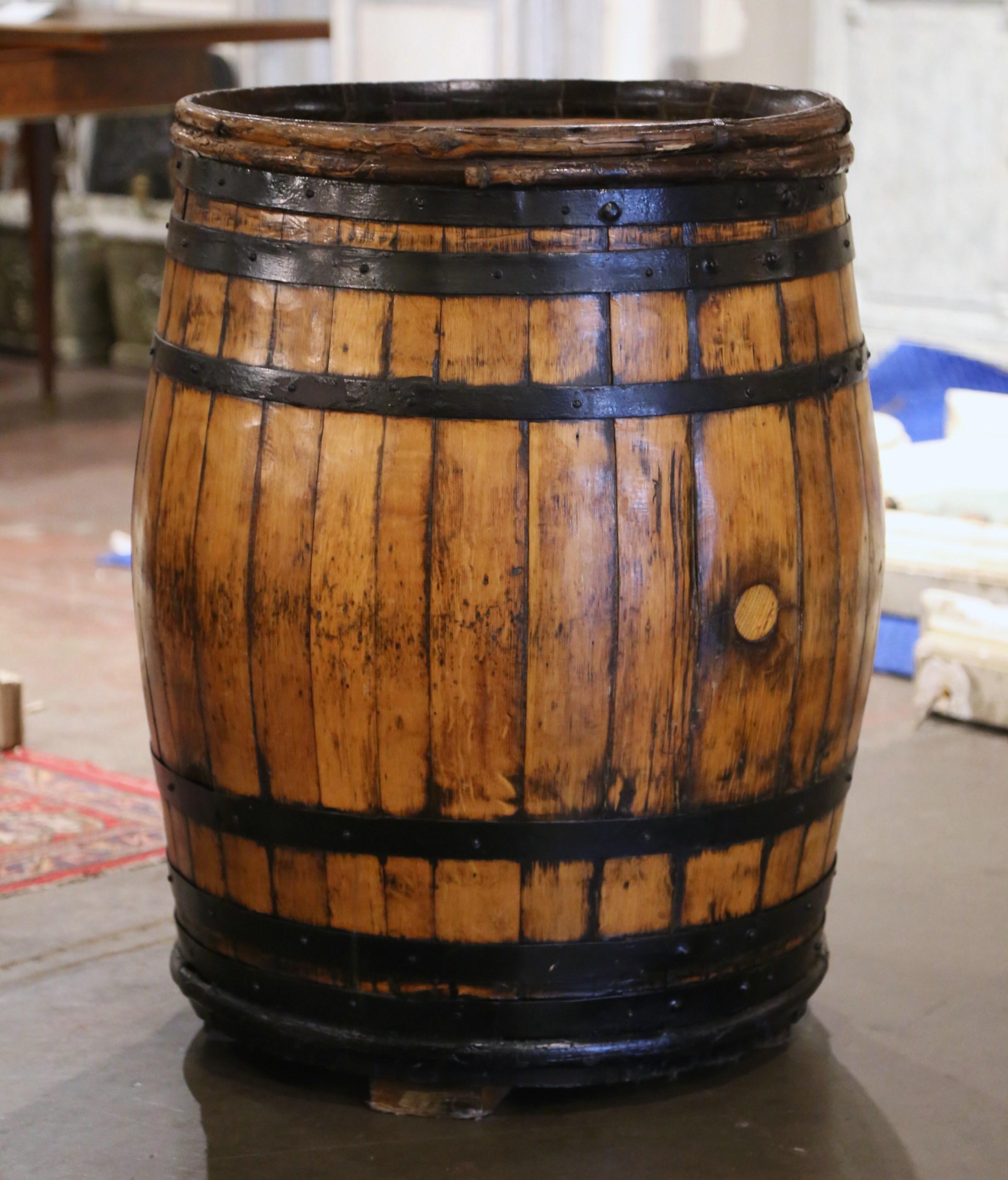 19th Century French Oak Wine Barrel Converted to Bar For Sale 4