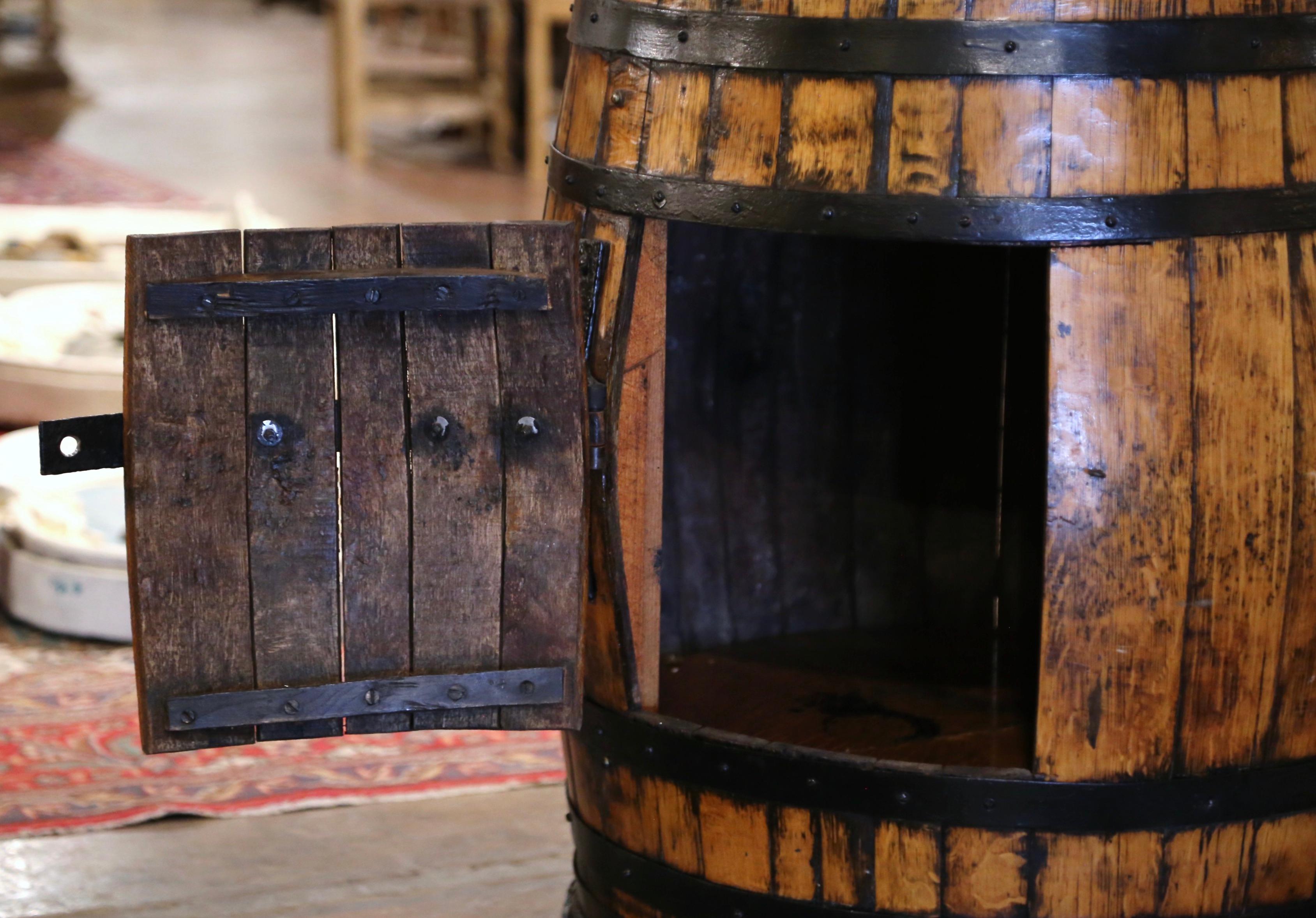 19th Century French Oak Wine Barrel Converted to Bar For Sale 1