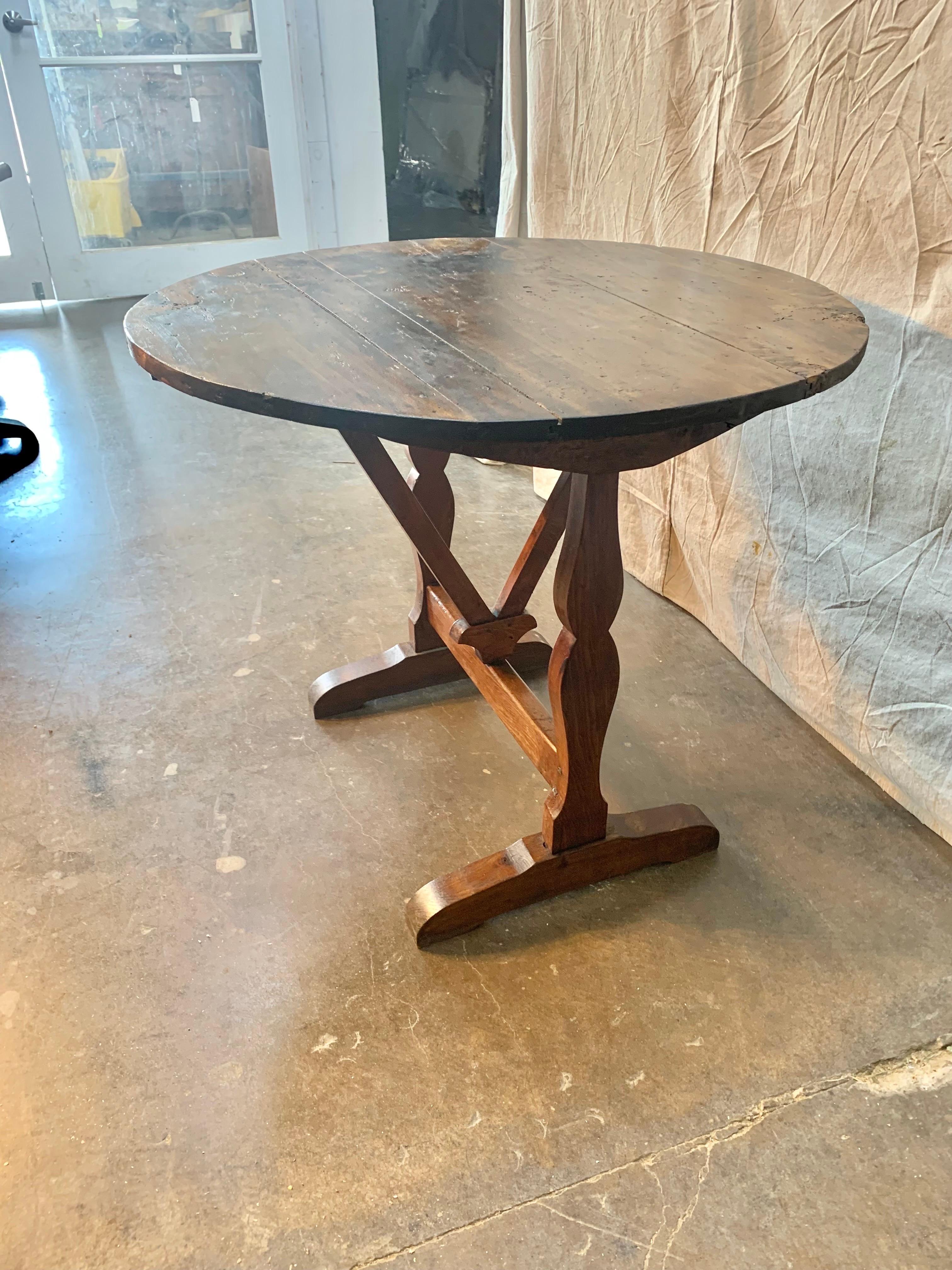 19th Century French Oak Wine Tasting Table In Good Condition For Sale In Burton, TX