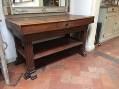 19th Century French Oak Wood Counter, 1890s