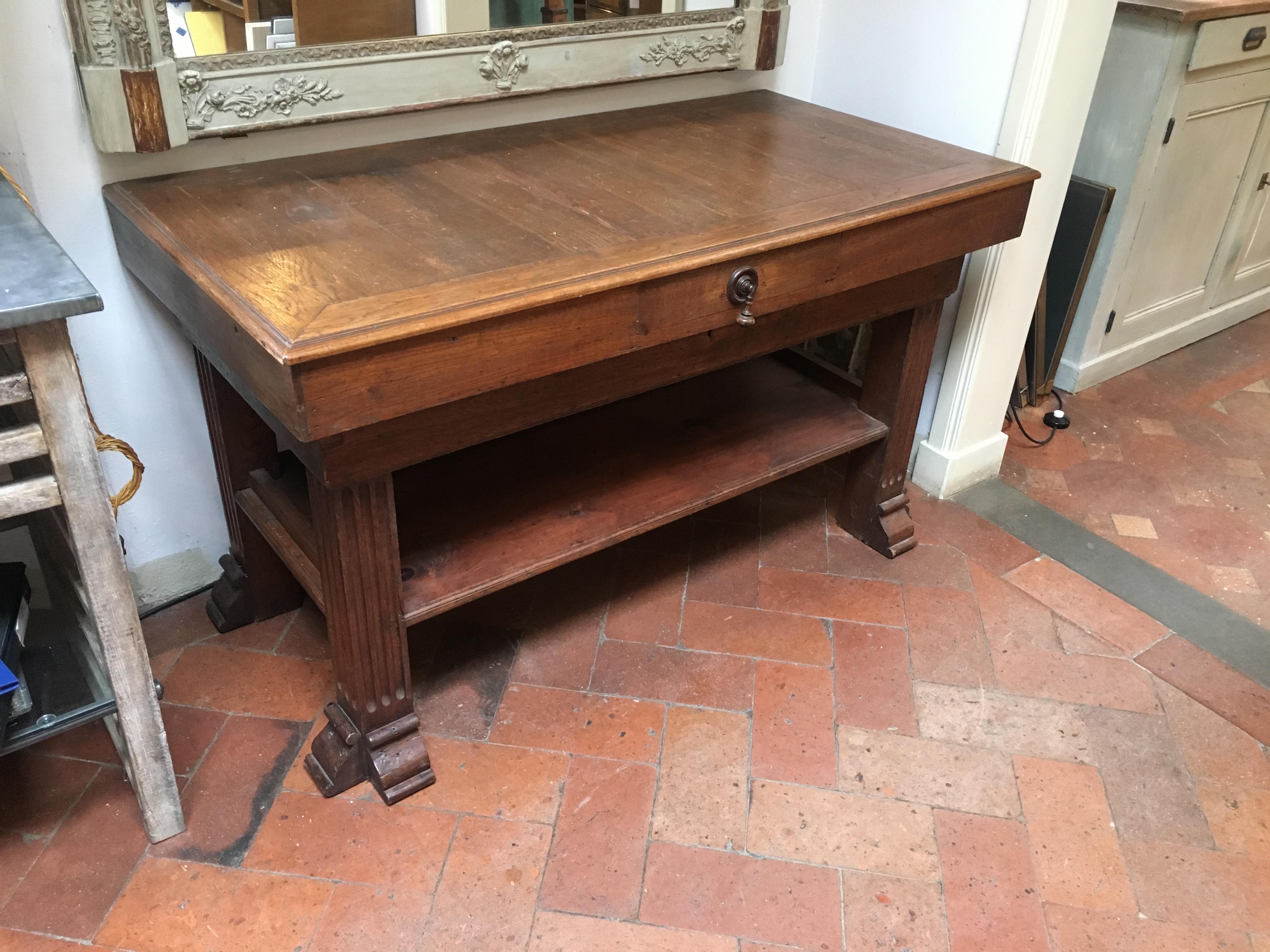 Victorian 19th Century French Oak Wood Counter, 1890s For Sale