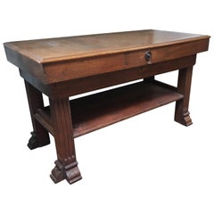 Antique 19th Century French Oak Wood Counter, 1890s