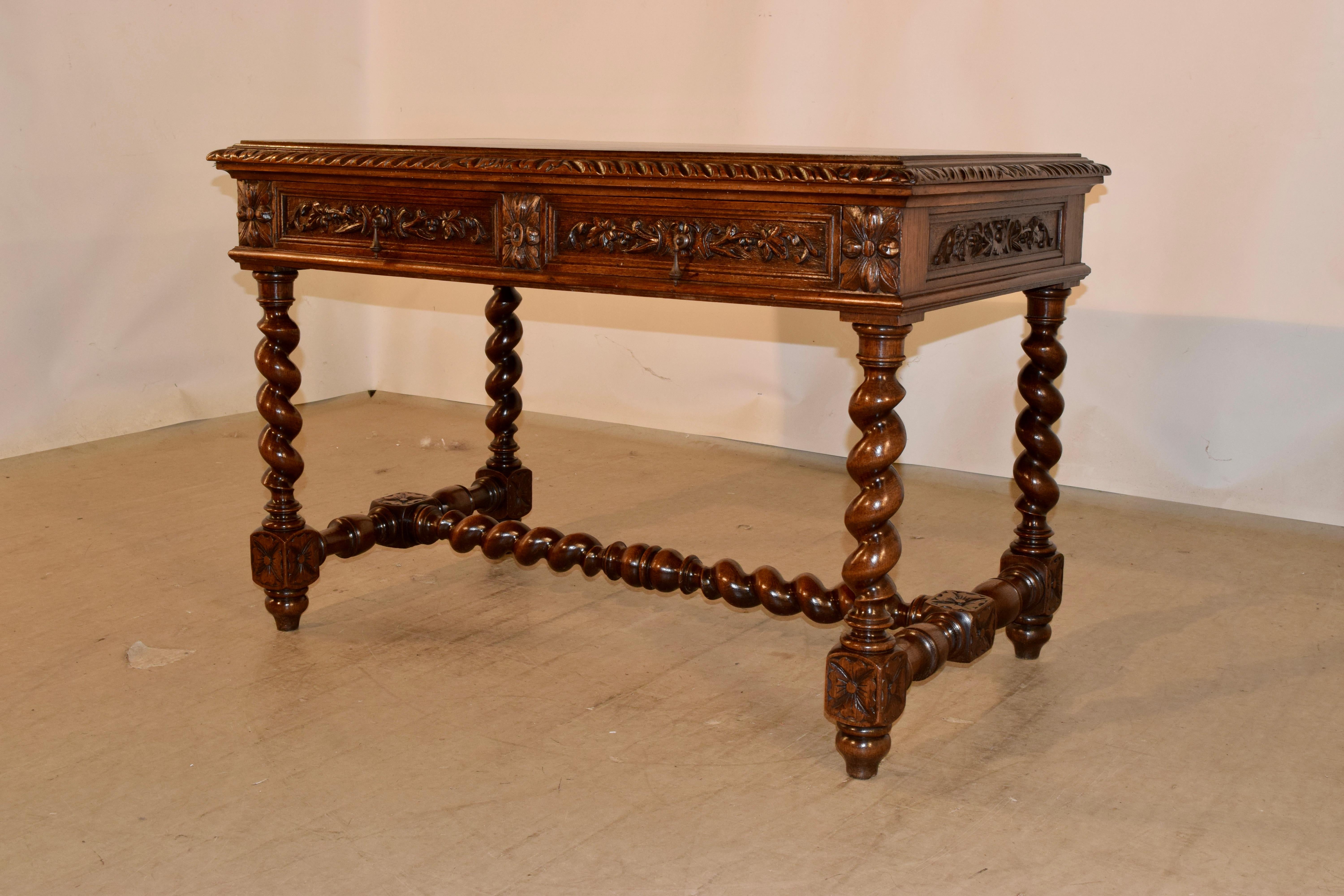 19th Century French Oak Writing Desk In Good Condition In High Point, NC
