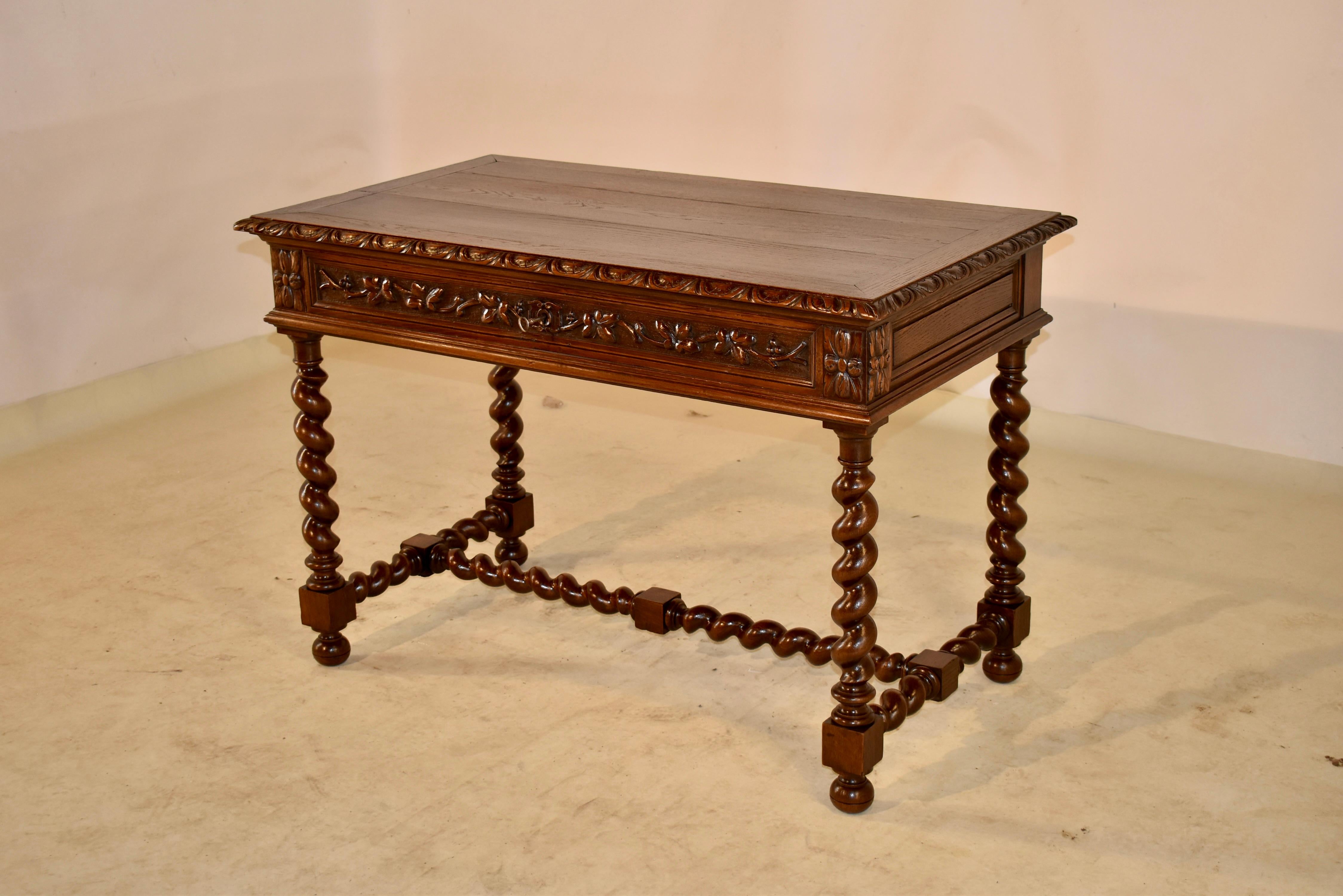 19th Century French Oak Writing Table In Good Condition In High Point, NC