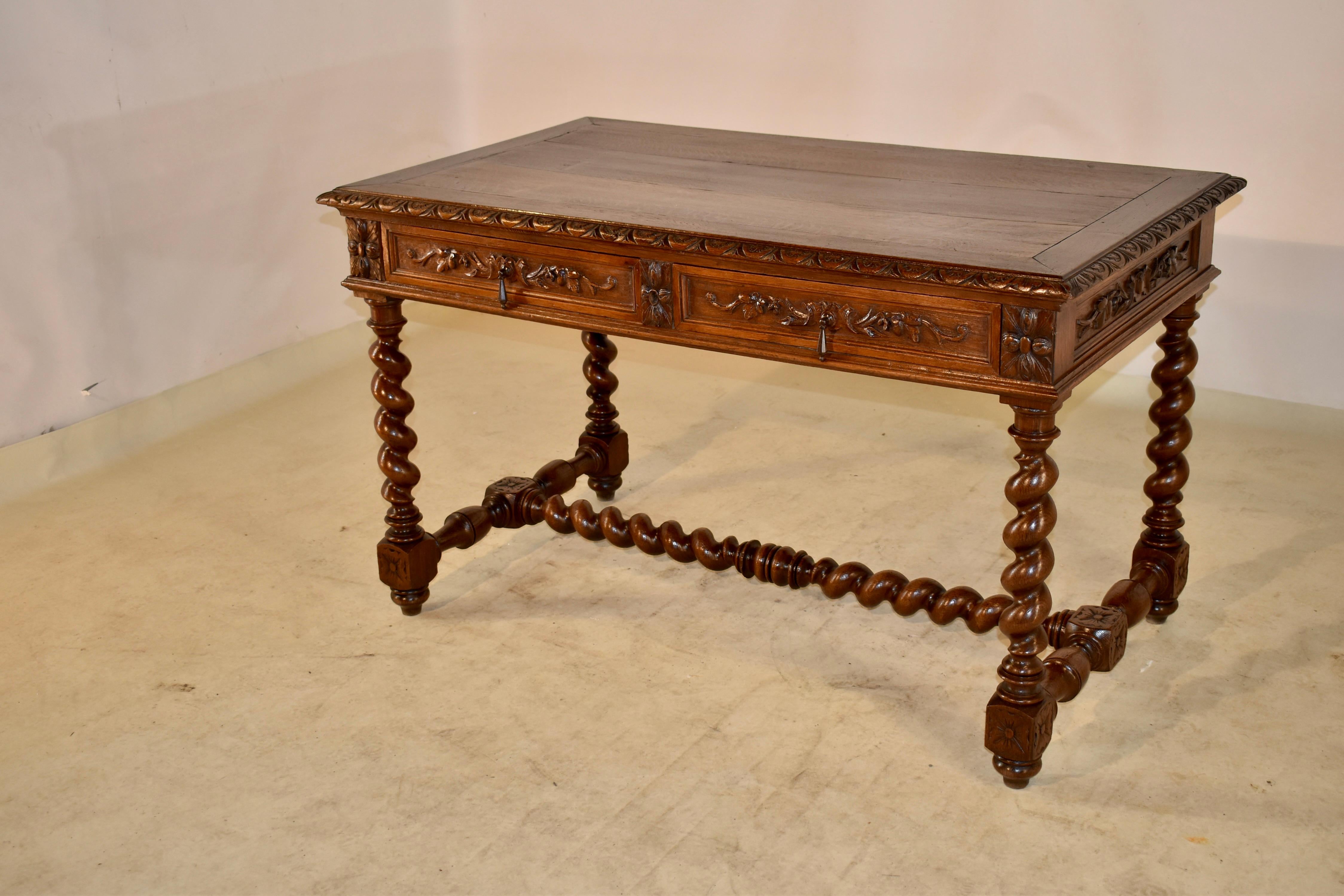 19th Century French Oak Writing Table For Sale 1