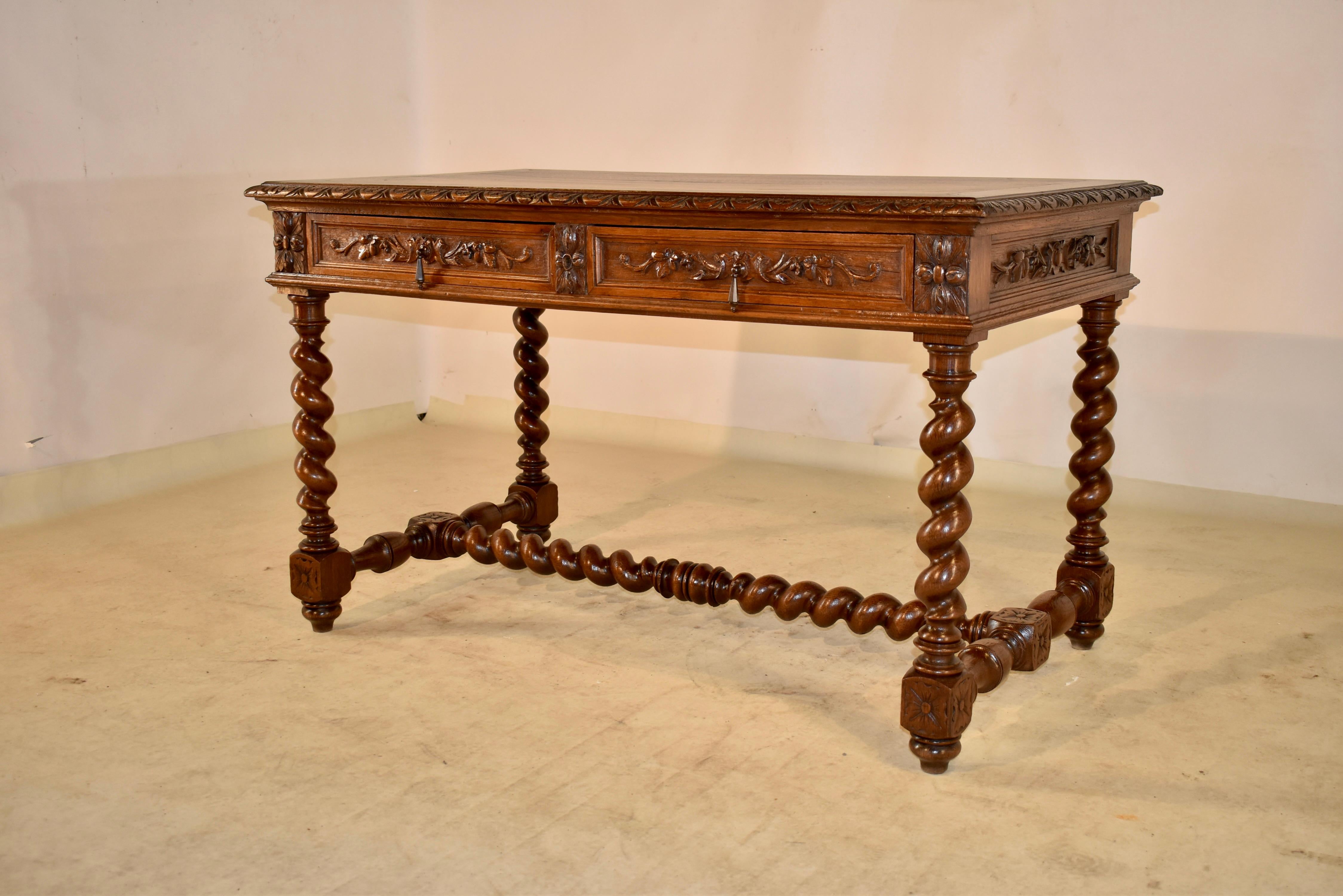19th Century French Oak Writing Table For Sale 2