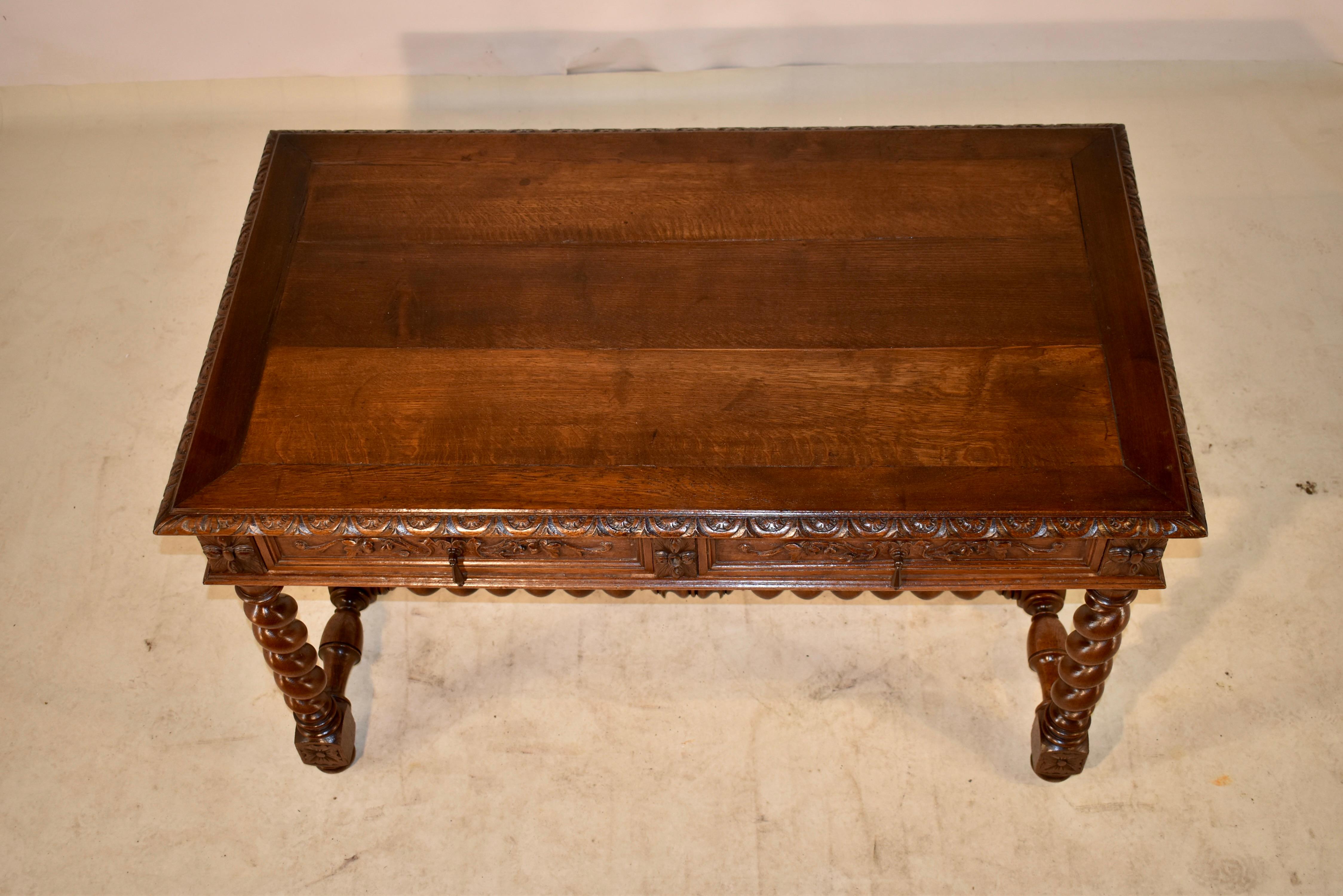 19th Century French Oak Writing Table For Sale 3
