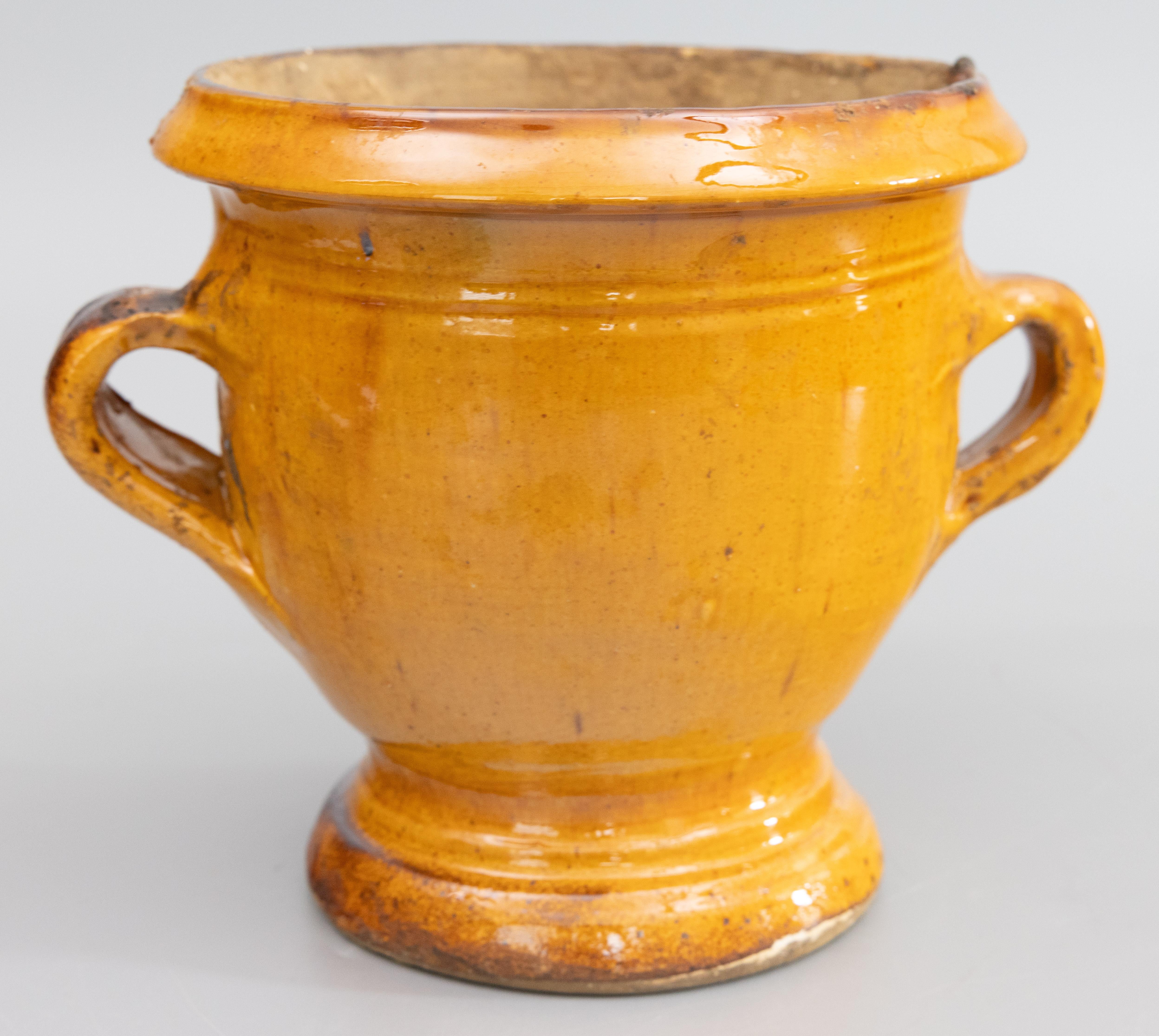 Ceramic 19th Century French Ocher Yellow Glazed Terracotta Planter Jardiniere Confit Pot
