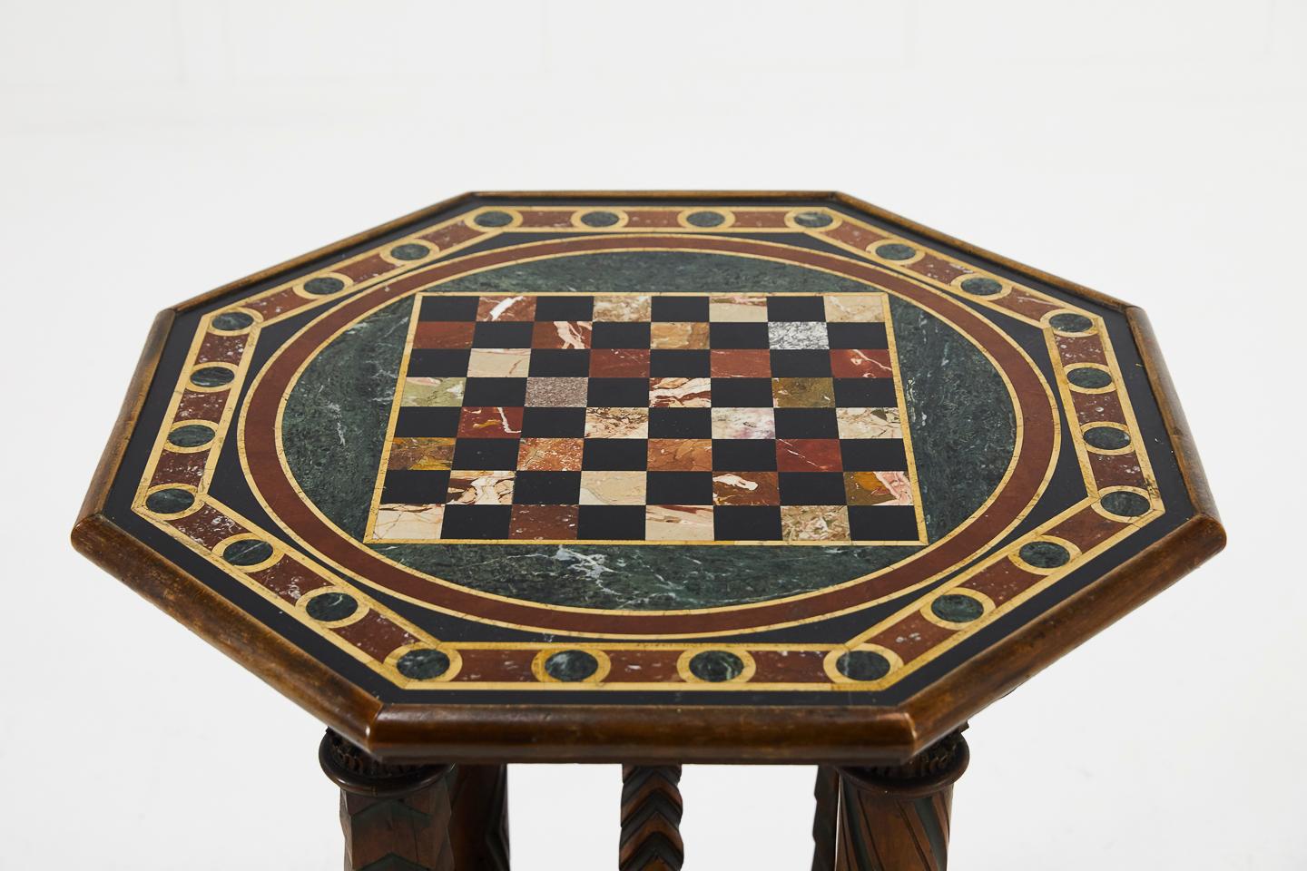 19th Century French Octagonal Oak Specimen Marble Top Table For Sale 3