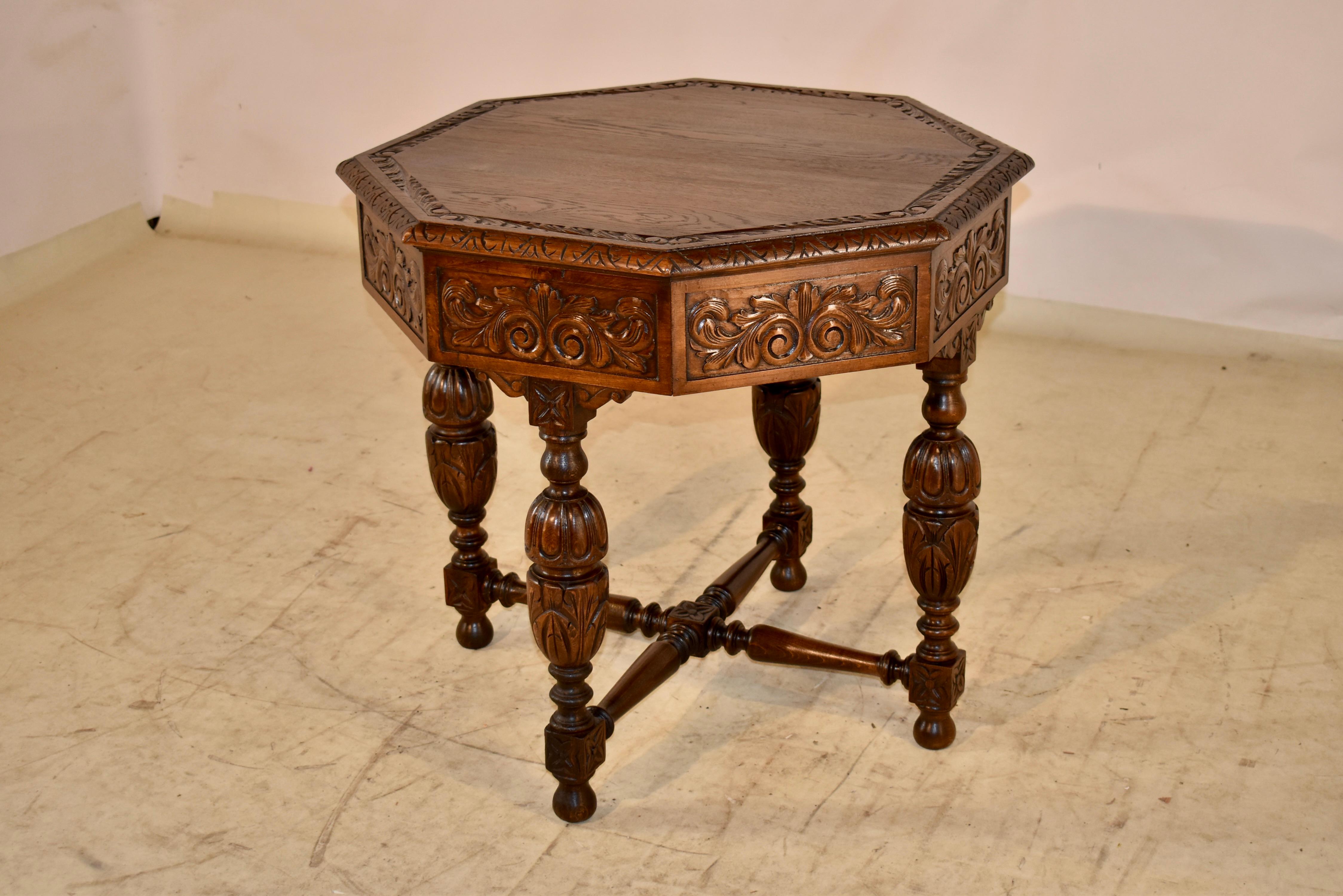 Oak 19th Century French Octagonal Side Table For Sale
