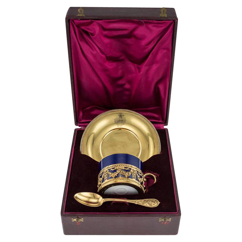 19th Century French Odiot Silver-Gilt Tea Cup Set, Paris, circa 1860