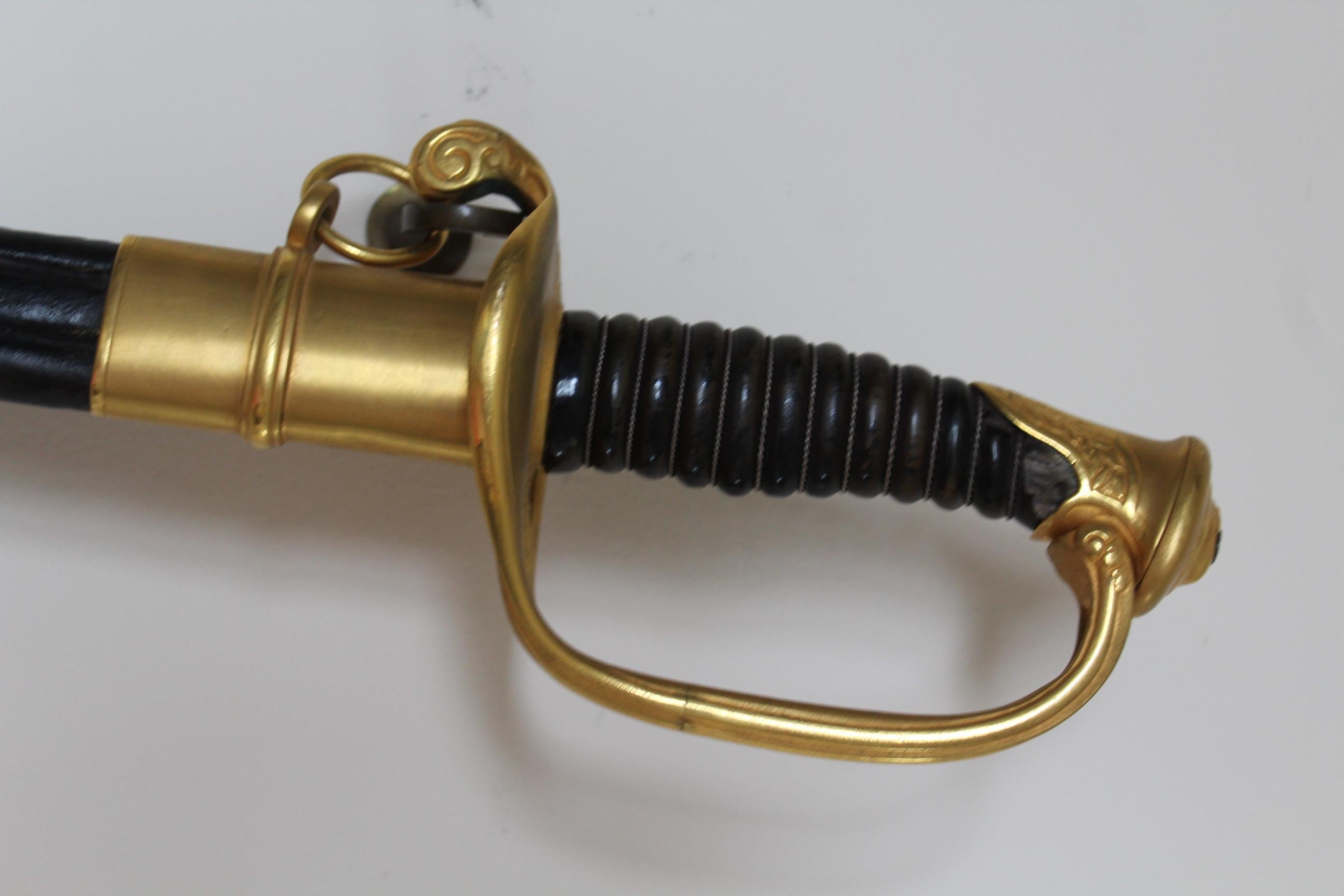 Brass 19th Century French Officer Sword Made by Fonson For Sale