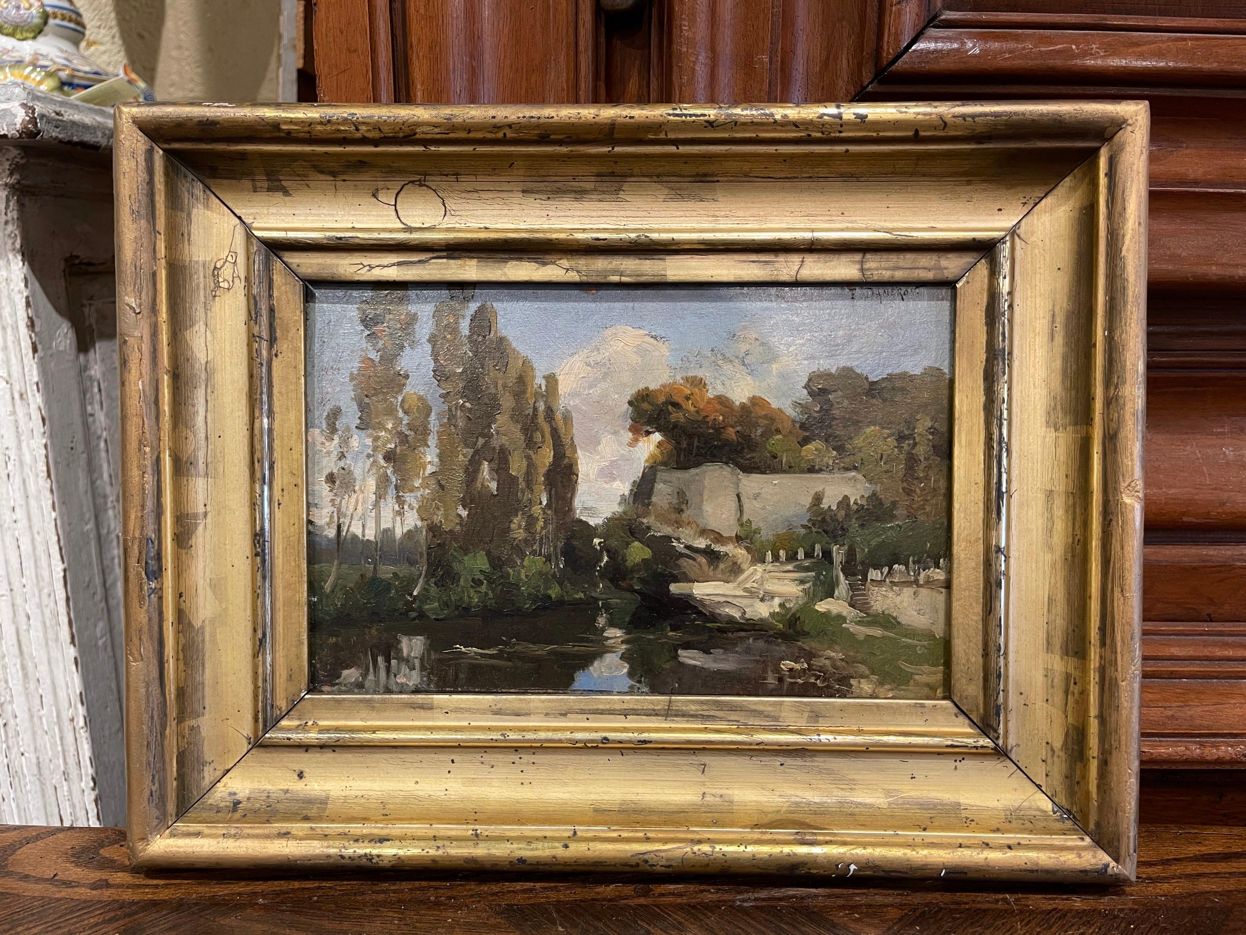 19th Century French Oil on Board Landscape Painting Signed E. Dameron In Excellent Condition In Dallas, TX