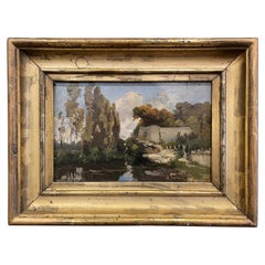 19th Century French Oil on Board Landscape Painting Signed E. Dameron