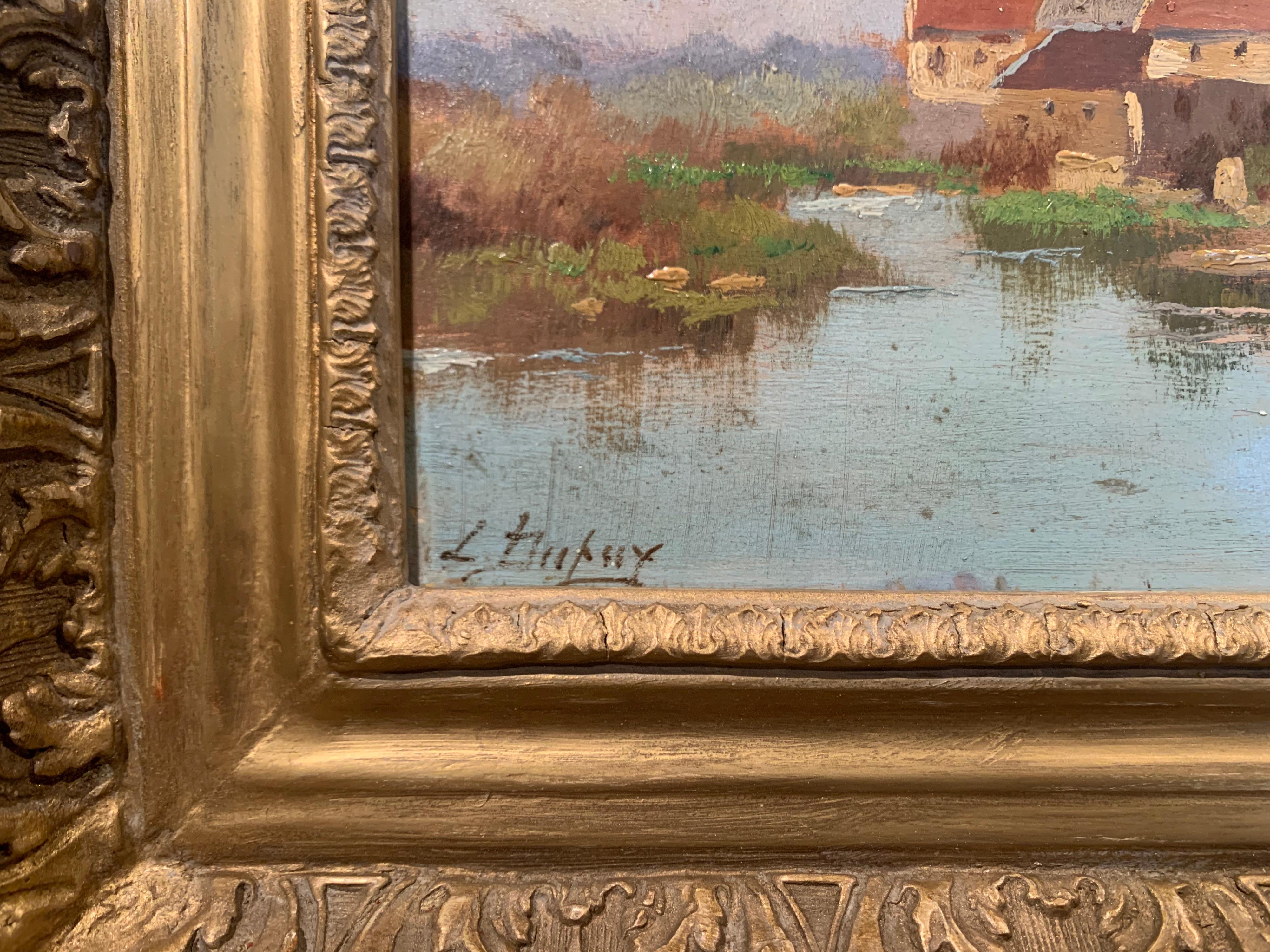 19th Century French Oil on Board Painting in Gilt Frame by E. Galien-Laloue In Excellent Condition In Dallas, TX