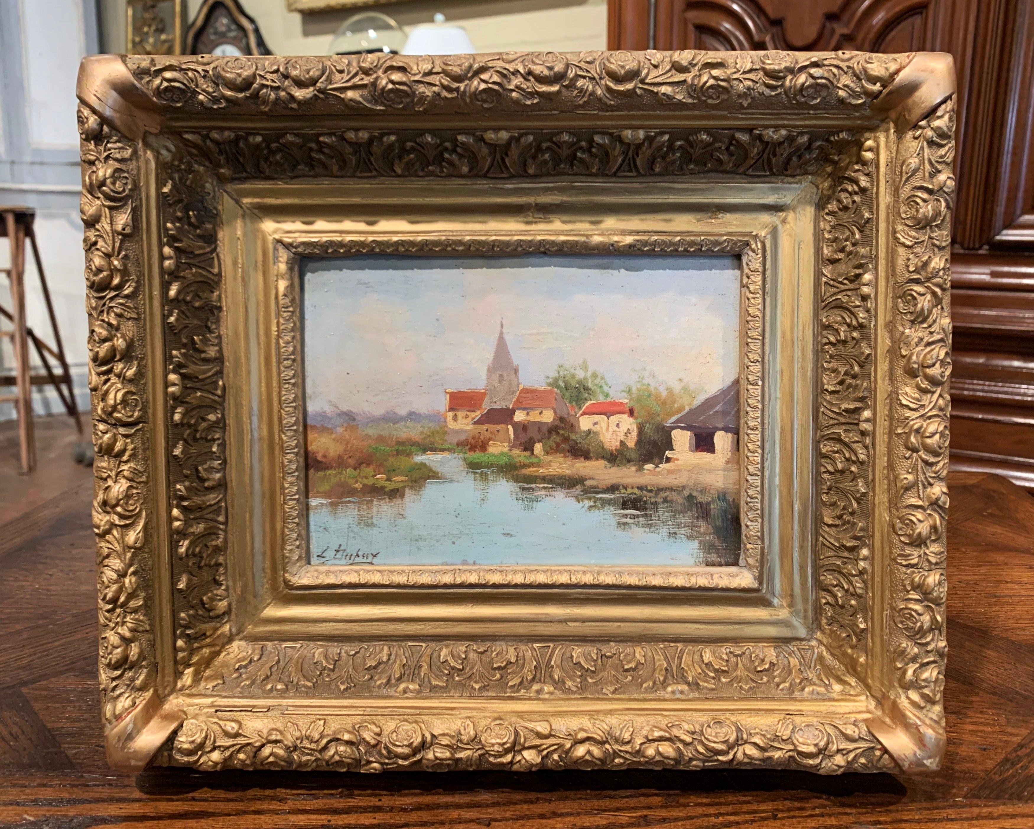 Wood 19th Century French Oil on Board Painting in Gilt Frame by E. Galien-Laloue