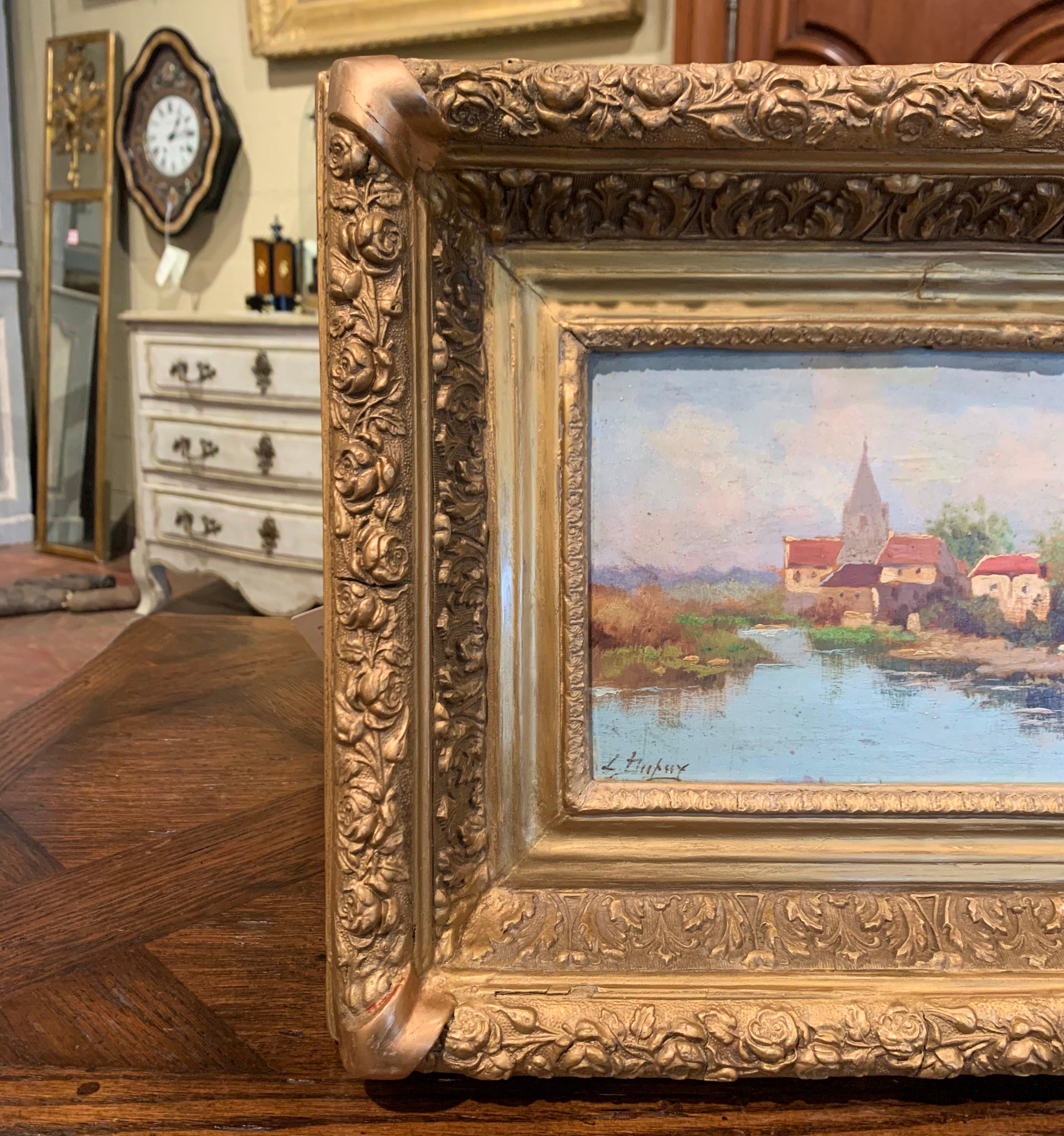 19th Century French Oil on Board Painting in Gilt Frame by E. Galien-Laloue 1