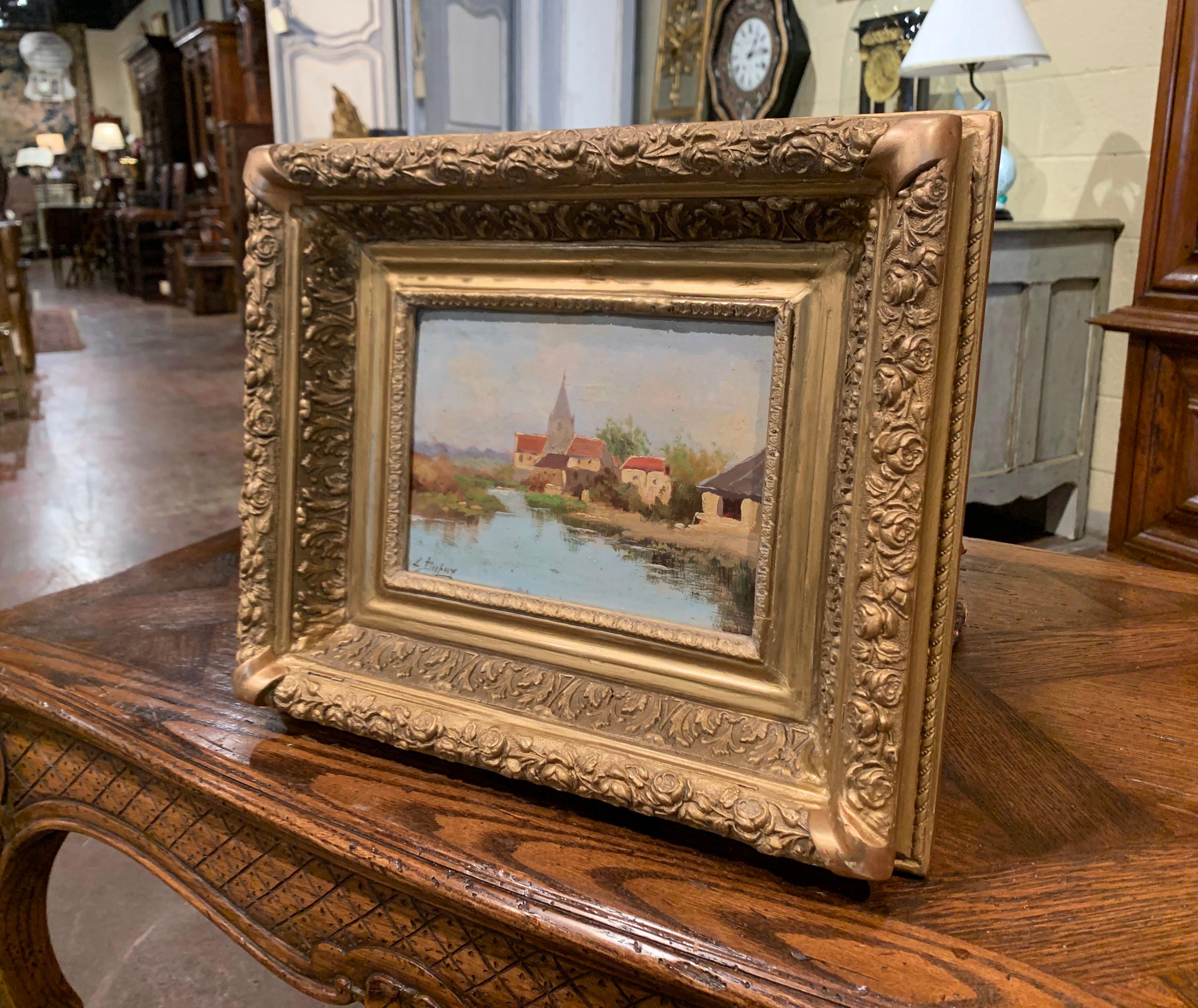 19th Century French Oil on Board Painting in Gilt Frame by E. Galien-Laloue 3