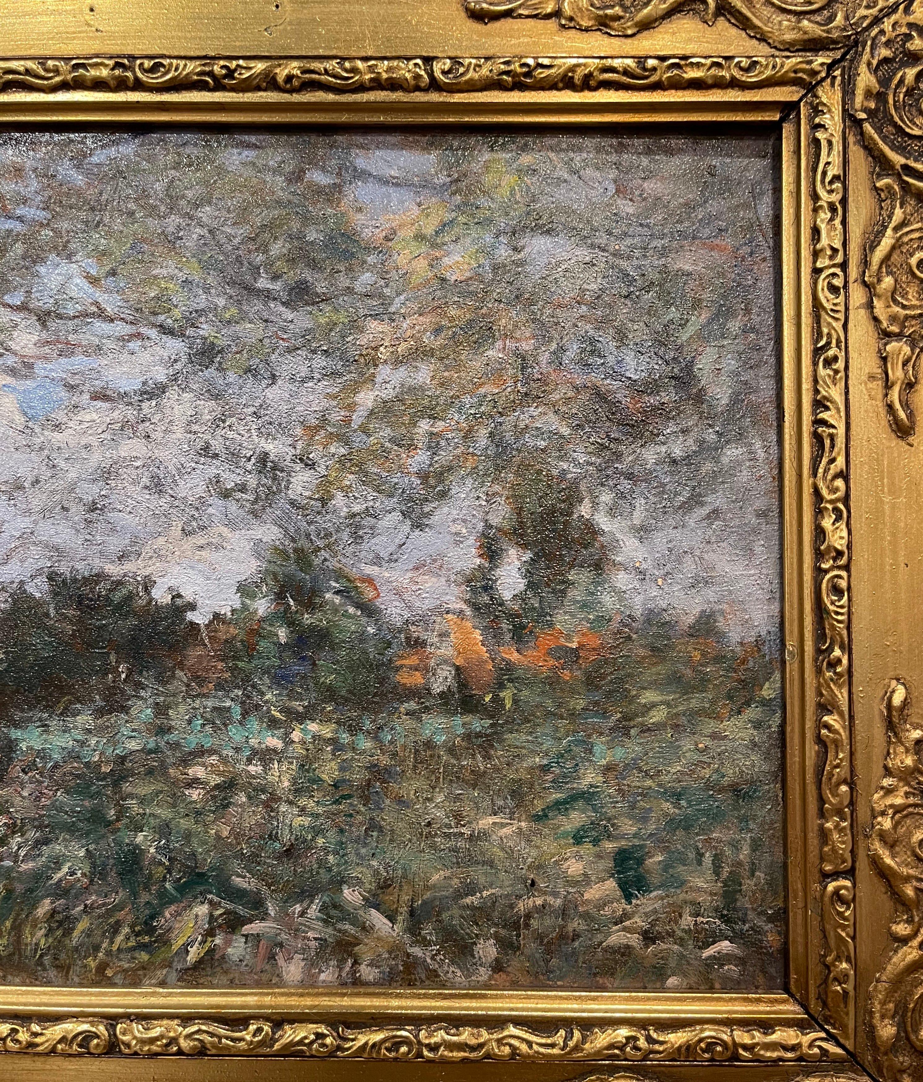 19th Century French Oil on Board Painting Signed H. D. Lemaitre In Excellent Condition For Sale In Dallas, TX
