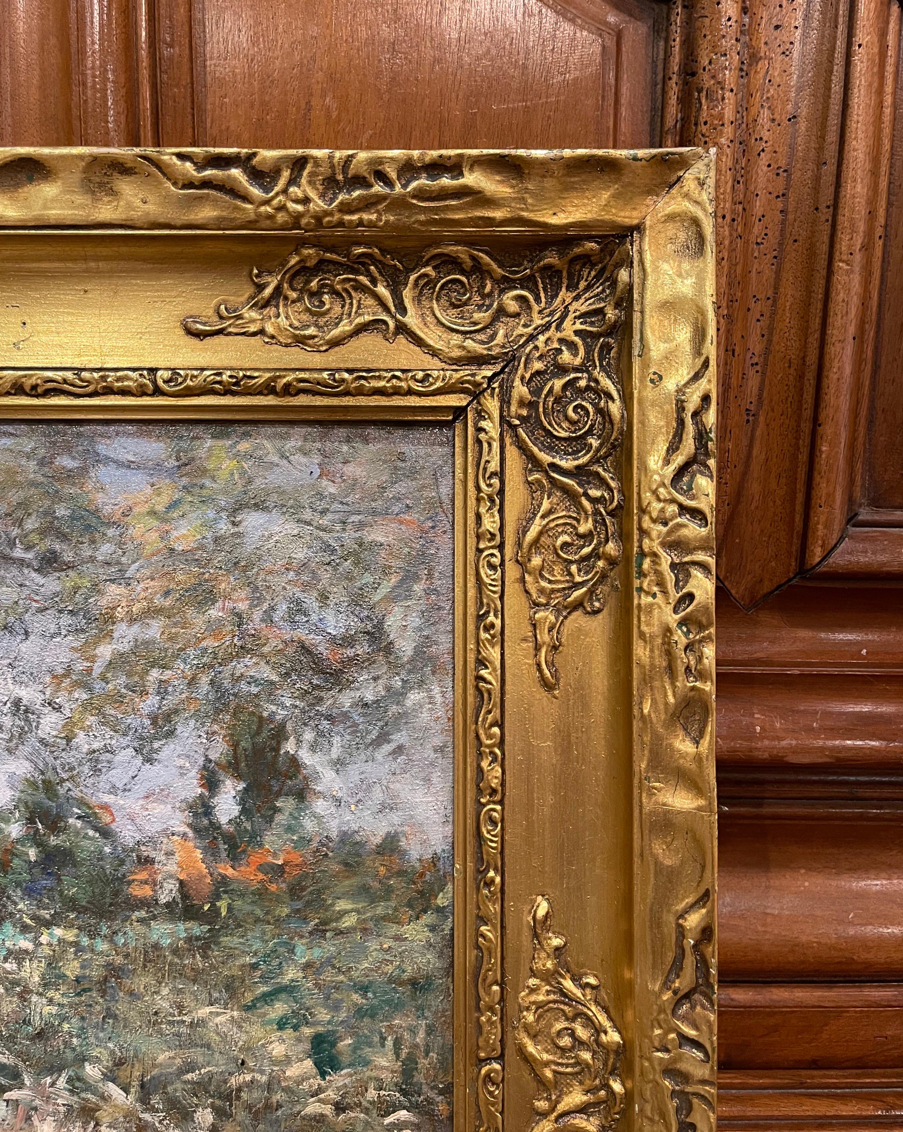 19th Century French Oil on Board Painting Signed H. D. Lemaitre For Sale 4