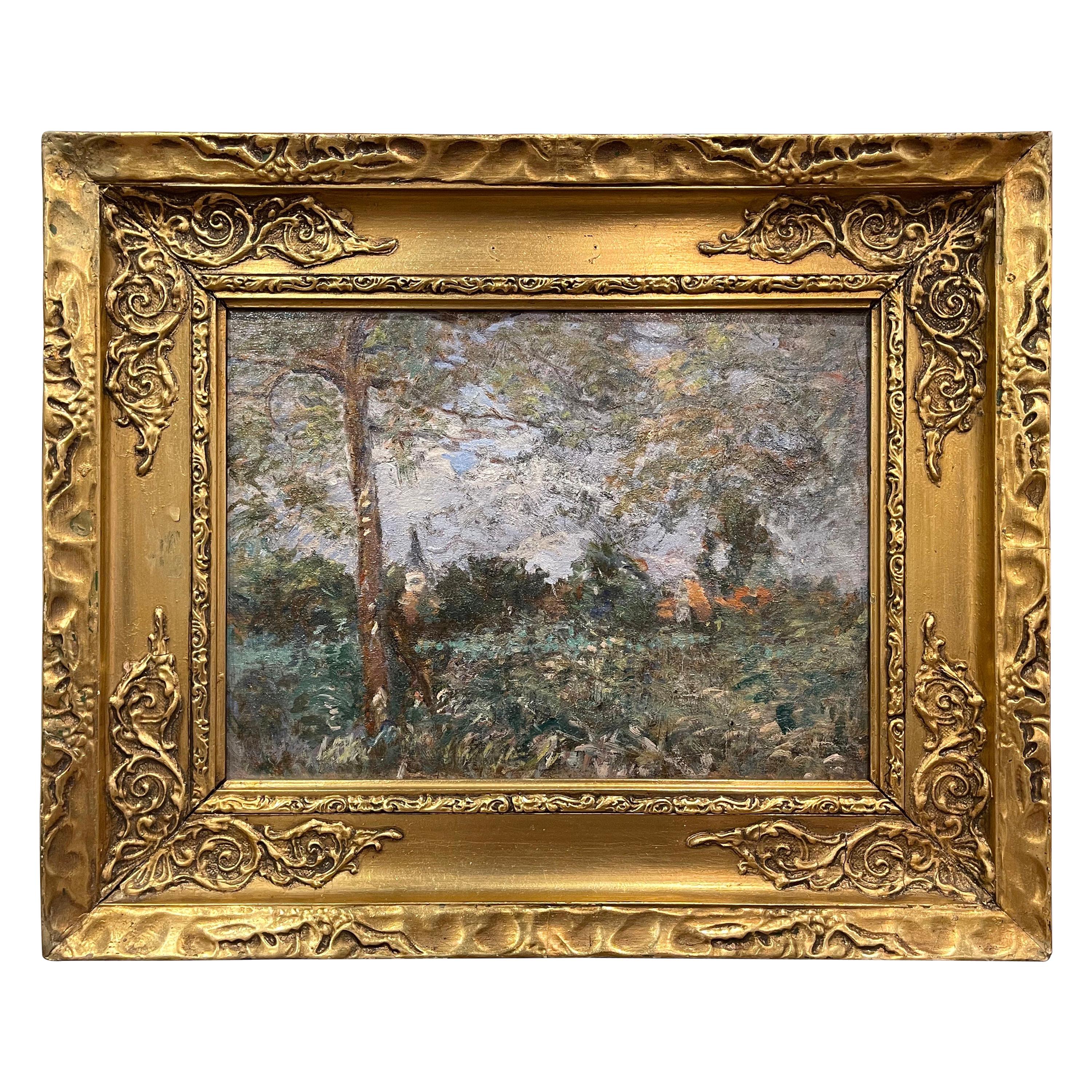 Pittura a olio su tavola francese del XIX secolo firmata H. D. A. Lemaitre