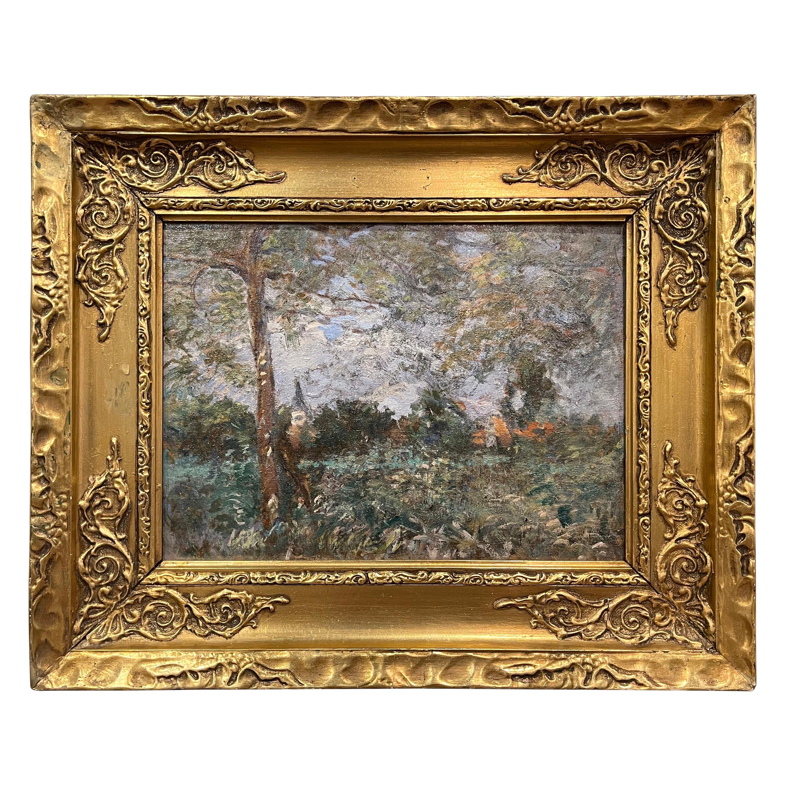 19th Century French Oil on Board Painting Signed H. D. Lemaitre For Sale