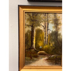 19th Century French Oil on Canvas by the River
