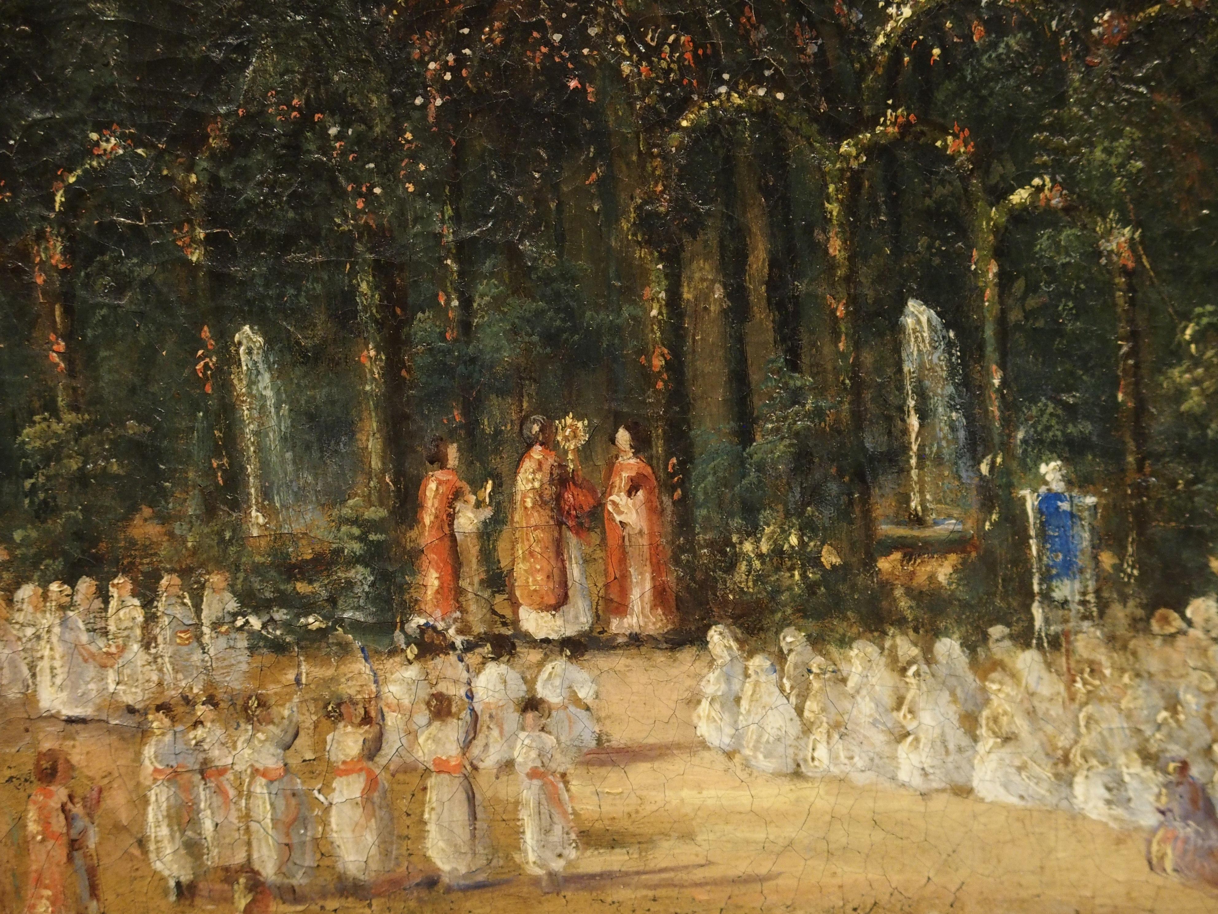 19th Century French Oil On Canvas Depicting a Religious Ceremony 7