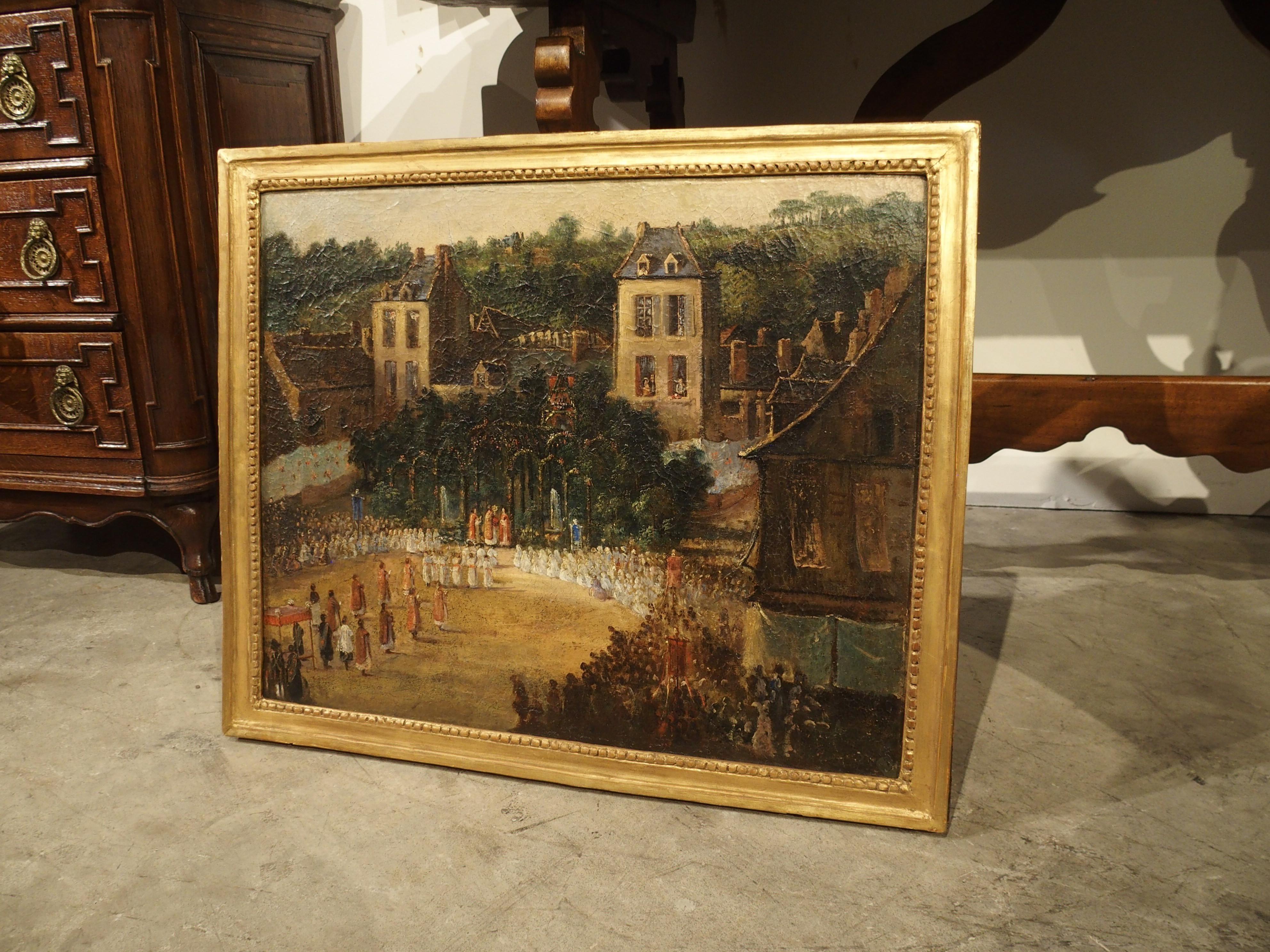 19th Century French Oil On Canvas Depicting a Religious Ceremony 10