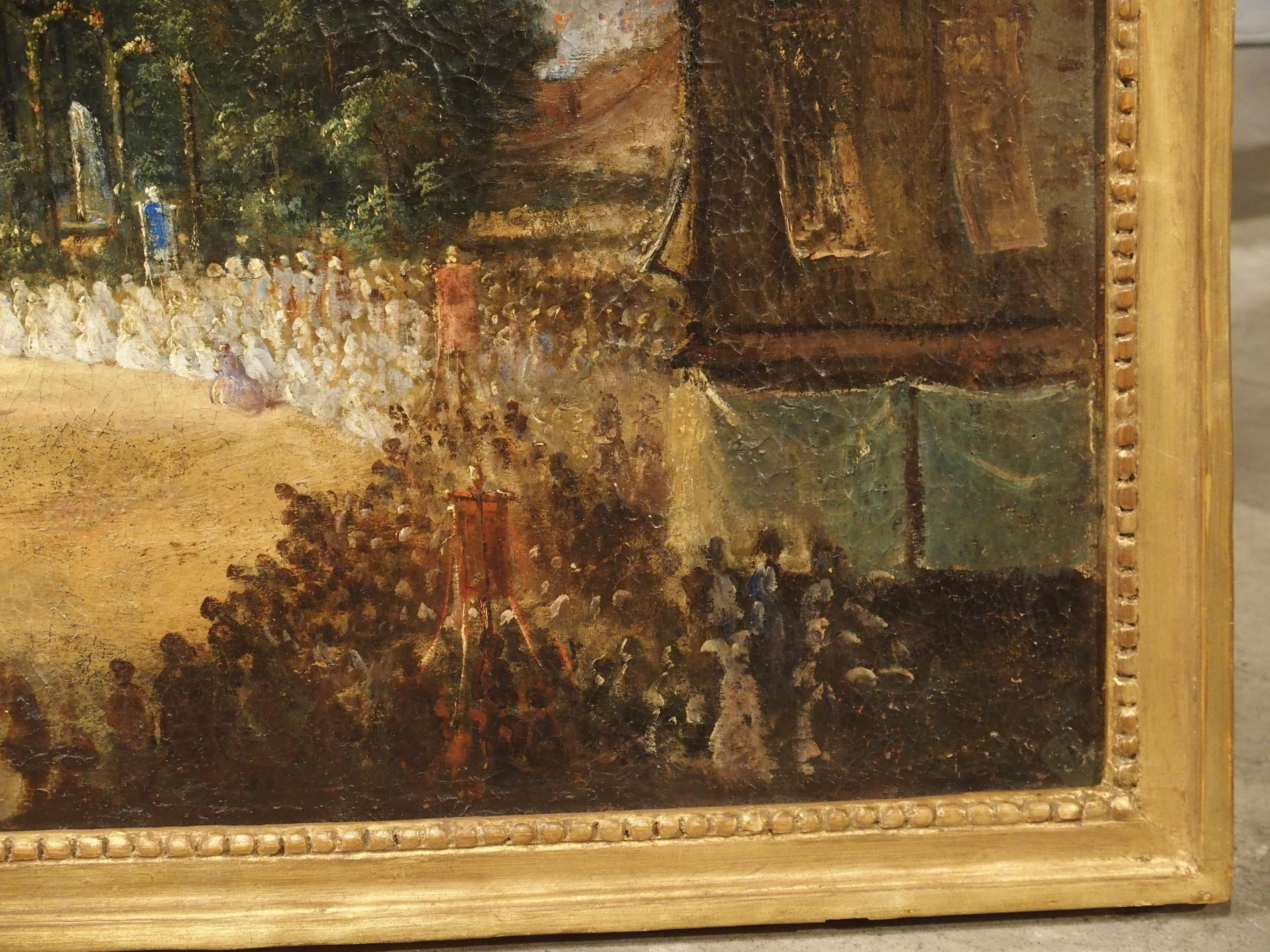 19th Century French Oil On Canvas Depicting a Religious Ceremony In Good Condition In Dallas, TX
